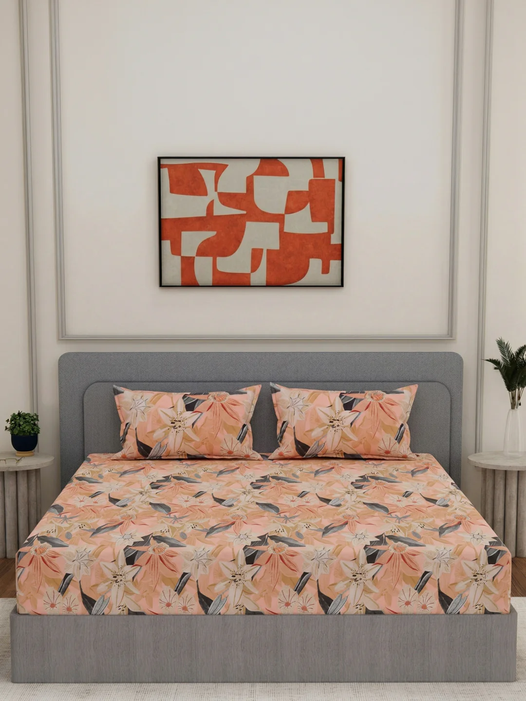 144 TC Pure Cotton King Size Bedsheet with 2 Pillow Covers Prestige Collection - Image 3