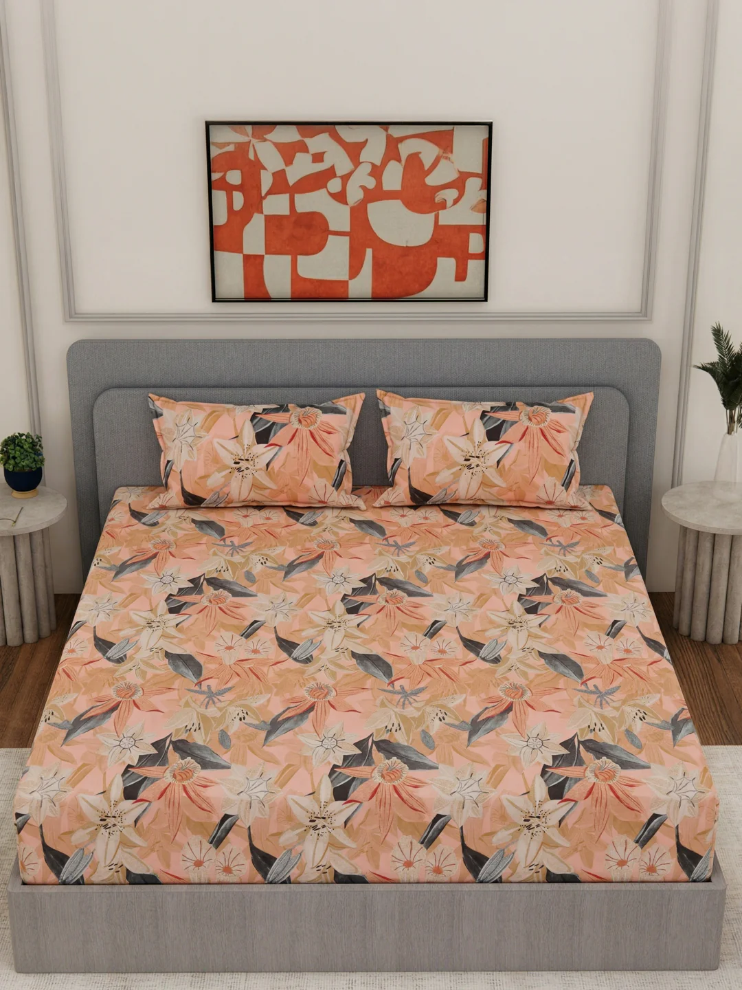 144 TC Pure Cotton King Size Bedsheet with 2 Pillow Covers Prestige Collection - Image 4