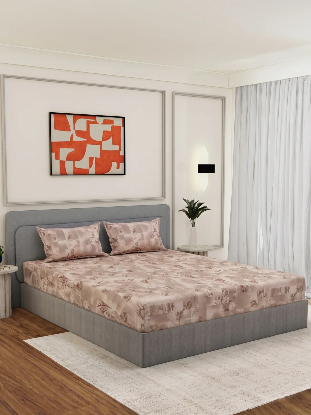144 TC Pure Cotton King Size Bedsheet with 2 Pillow Covers Prestige Collection - Image 2