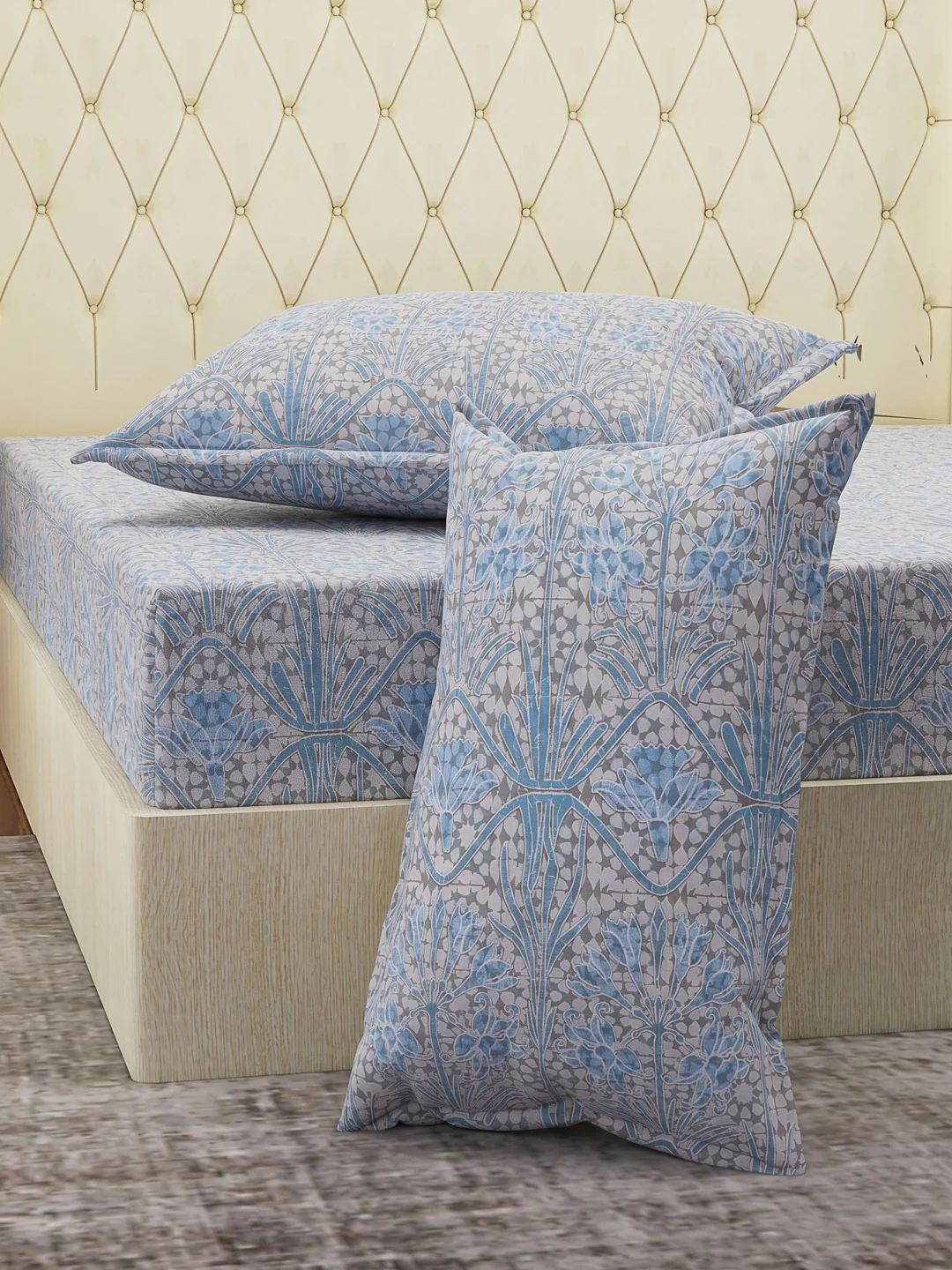 144 TC Pure Cotton King Size Bedsheet with 2 Pillow Covers Prestige Collection - Image 5