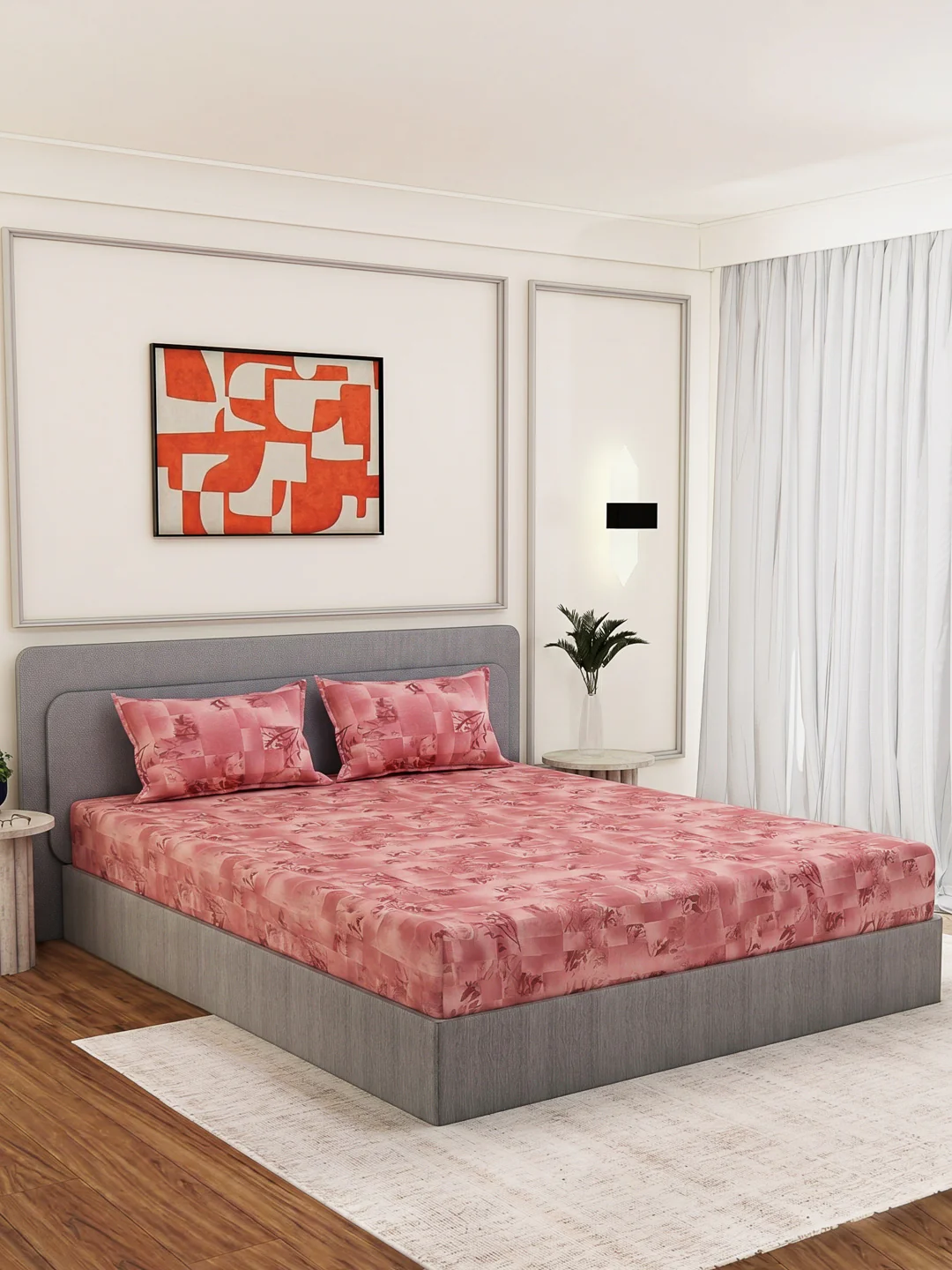144 TC Pure Cotton King Size Bedsheet with 2 Pillow Covers Prestige Collection - Image 2