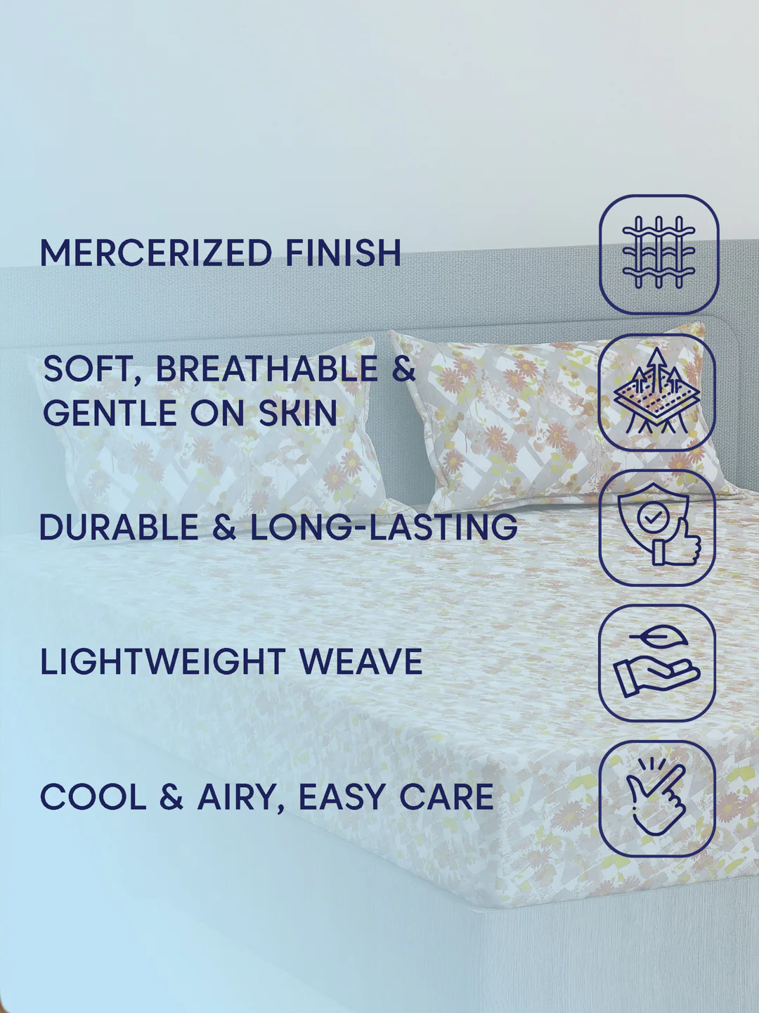 144 TC Pure Cotton King Size Bedsheet with 2 Pillow Covers Prestige Collection - Image 11
