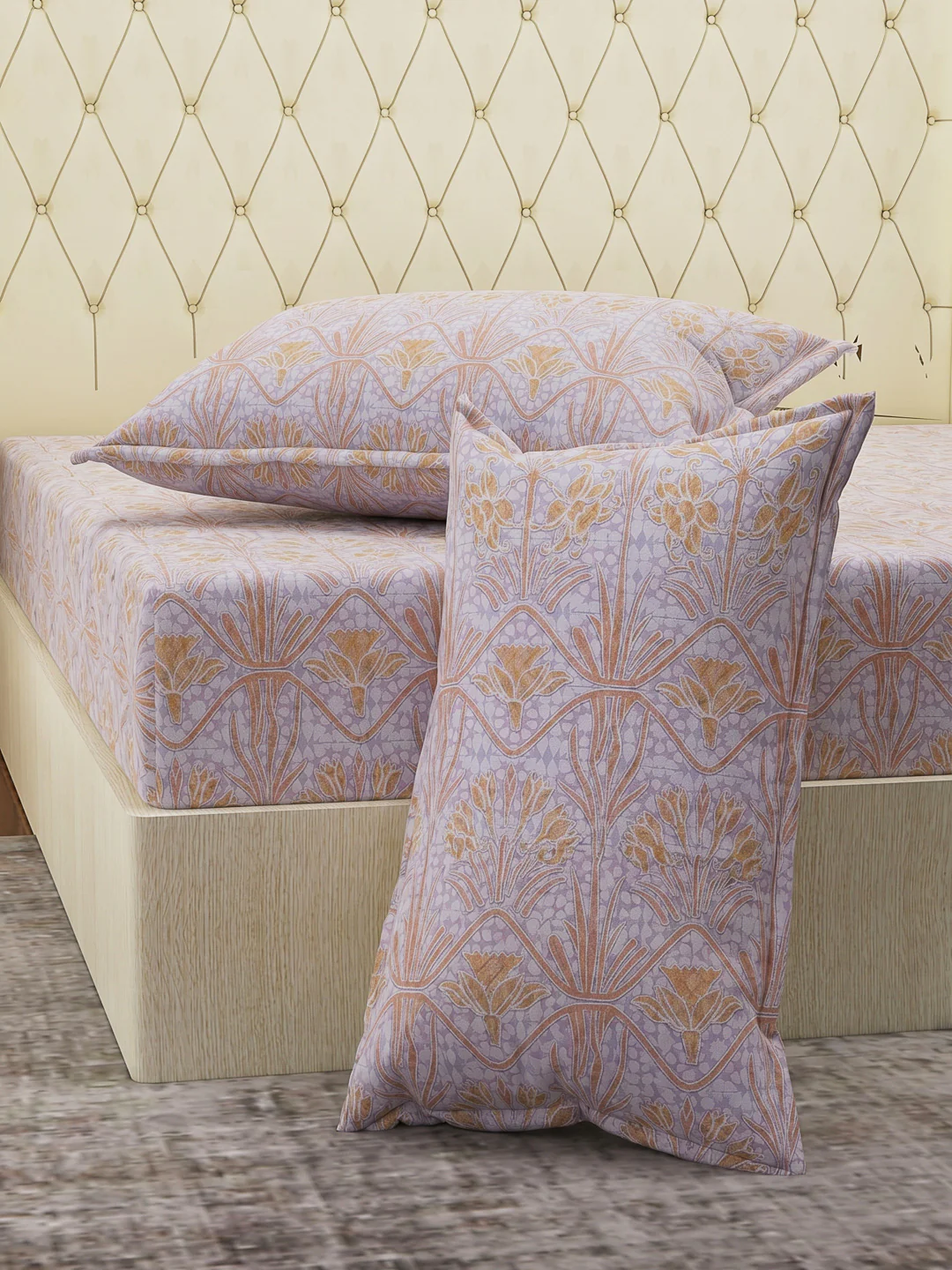 144 TC Pure Cotton King Size Bedsheet with 2 Pillow Covers Prestige Collection - Image 5