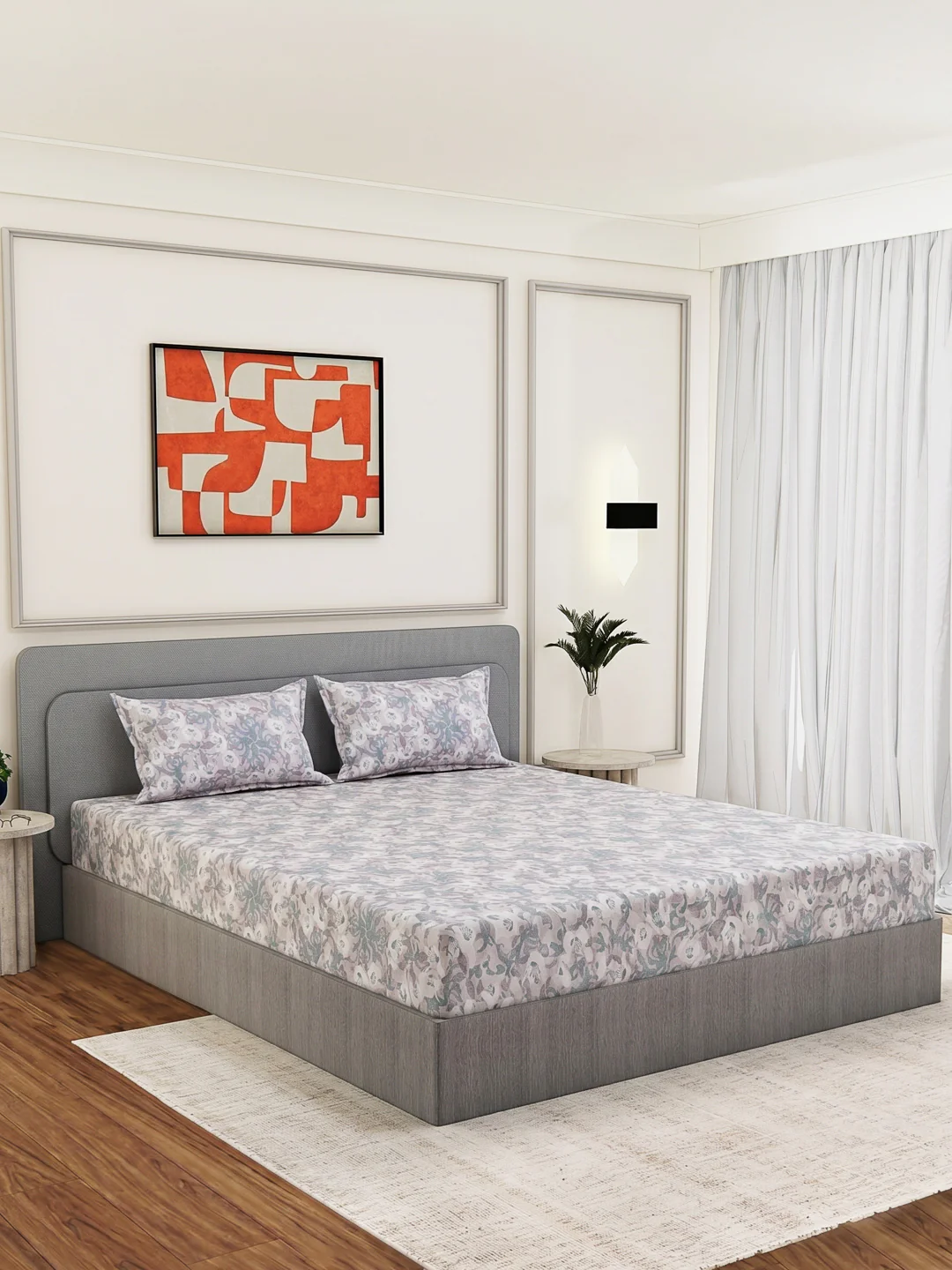 144 TC Pure Cotton King Size Bedsheet with 2 Pillow Covers Prestige Collection - Image 2