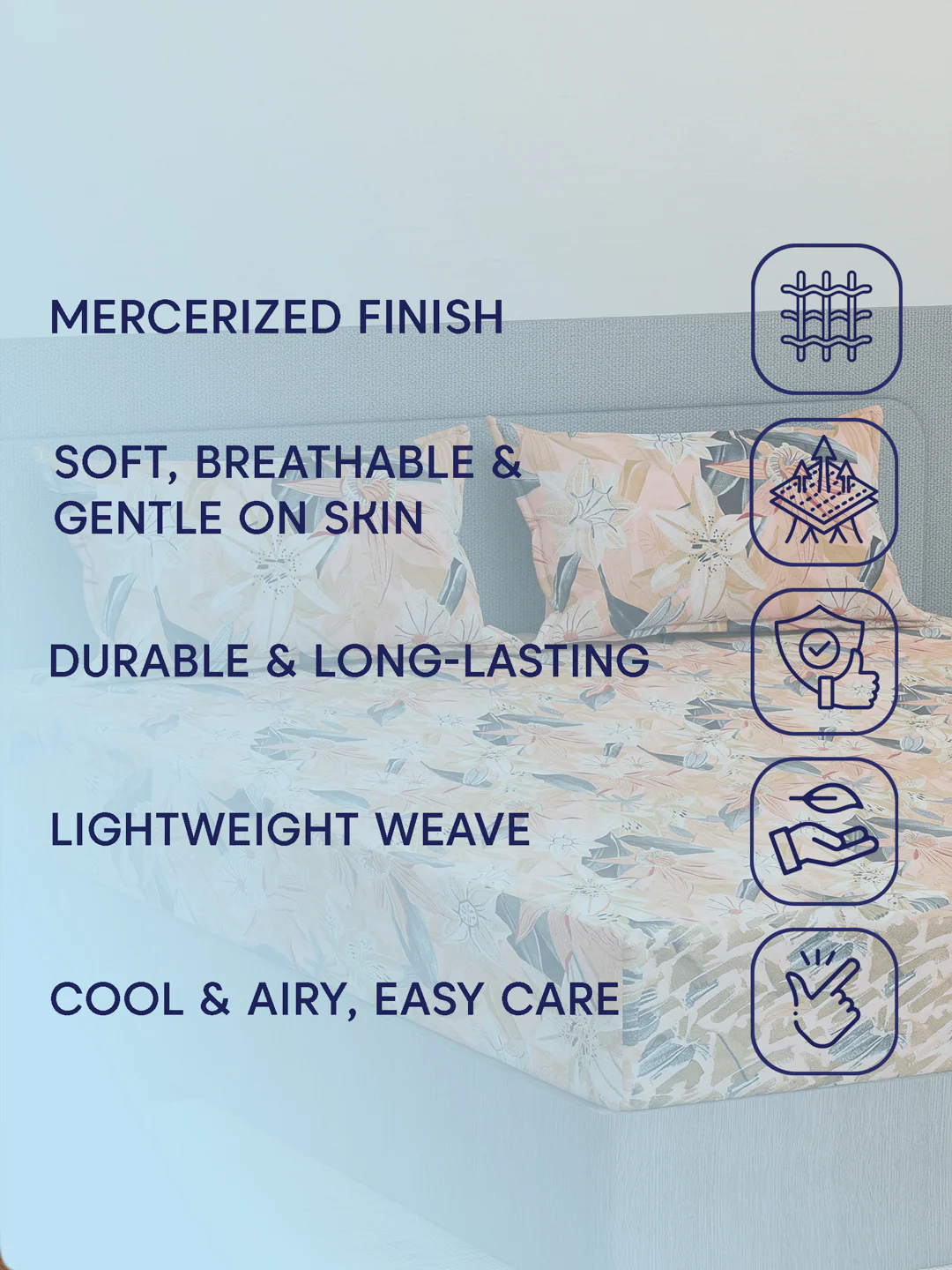 144 TC Pure Cotton King Size Bedsheet with 2 Pillow Covers Prestige Collection - Image 11
