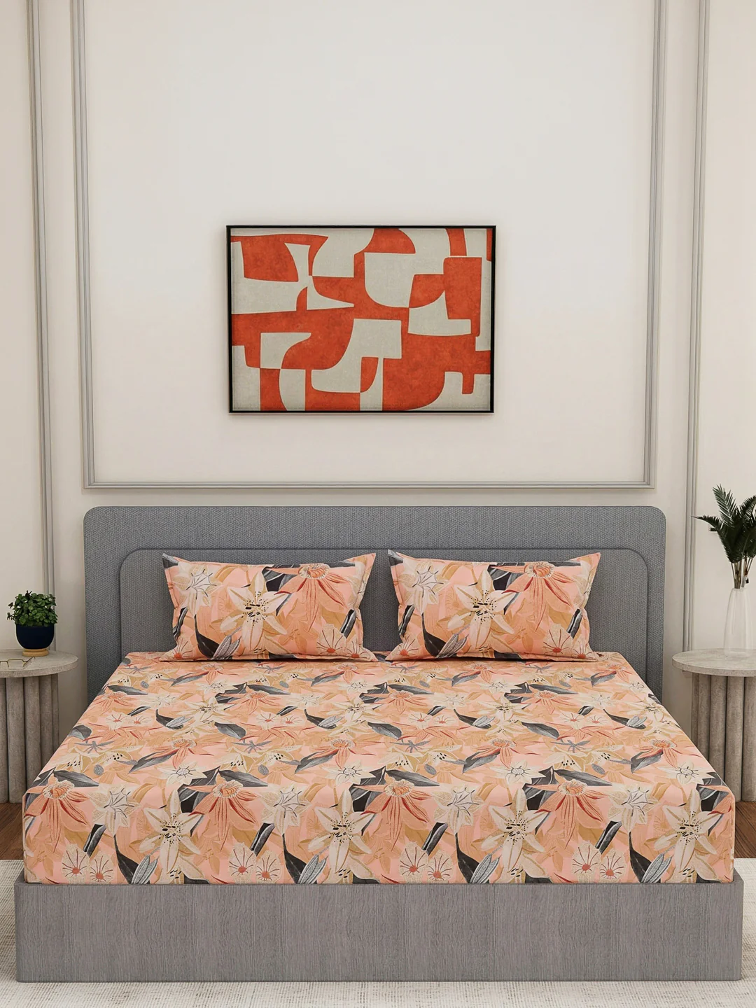 144 TC Pure Cotton King Size Bedsheet with 2 Pillow Covers Prestige Collection - Image 3