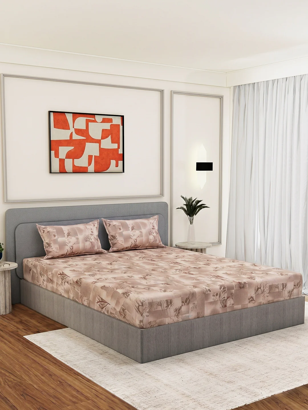 144 TC Pure Cotton King Size Bedsheet with 2 Pillow Covers Prestige Collection - Image 2