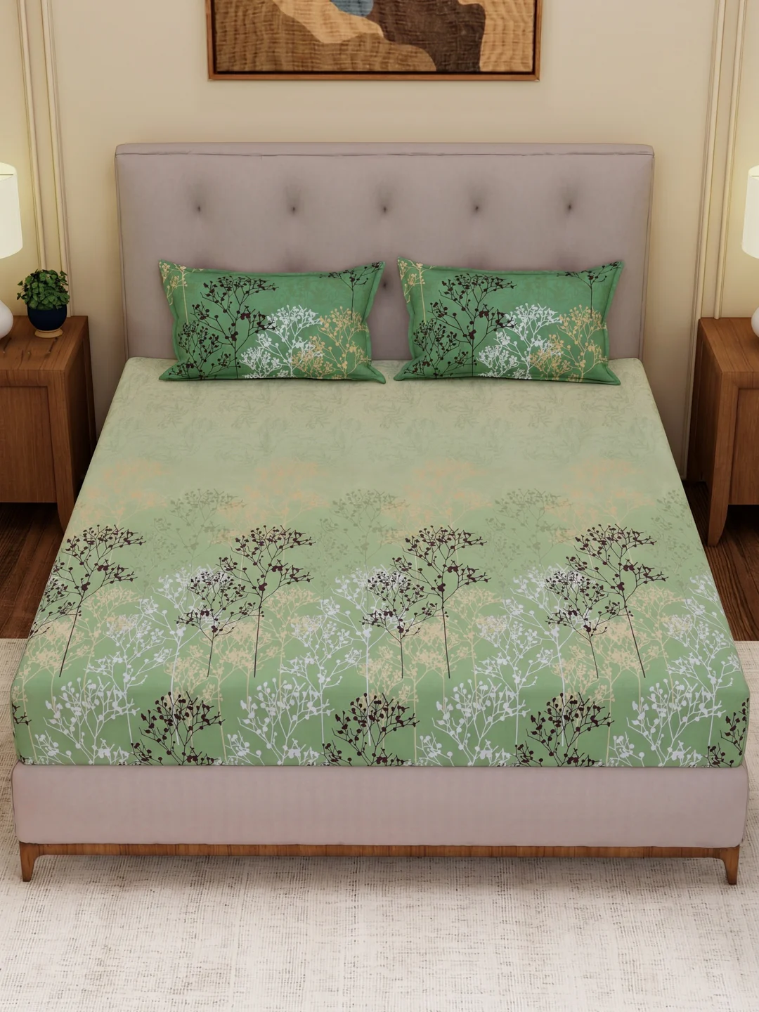 144 TC Pure Cotton King Size Bedsheet with 2 Pillow Covers Sensations Collection - Image 4