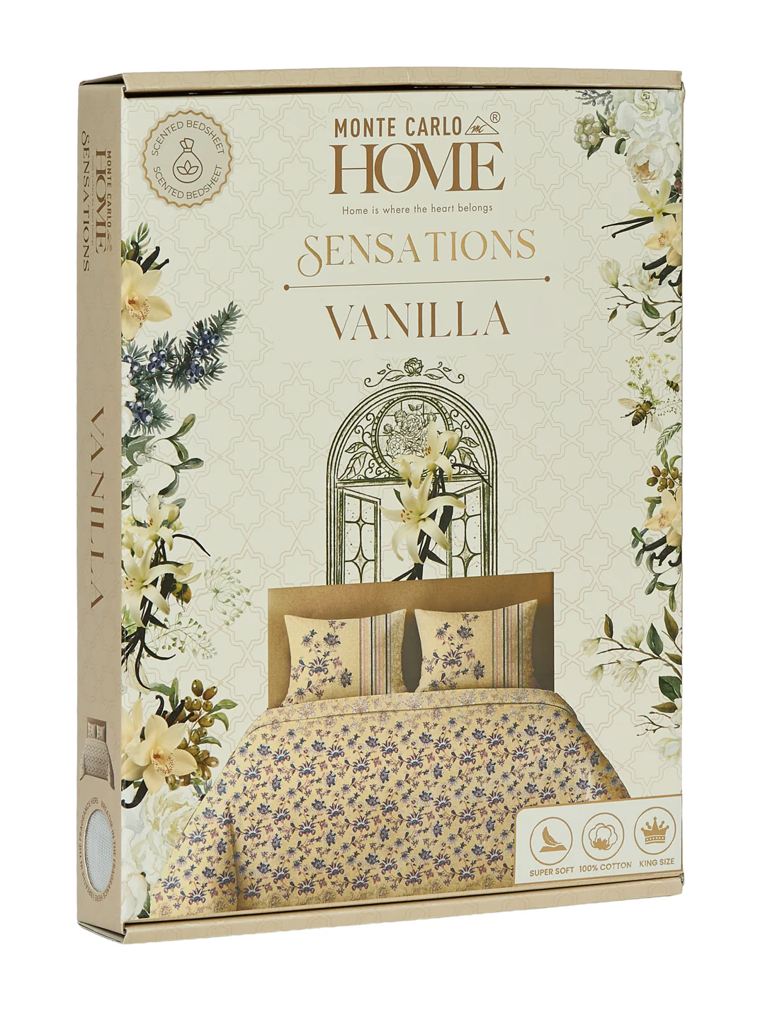 144 TC Pure Cotton King Size Bedsheet with 2 Pillow Covers Sensations Collection - Image 11