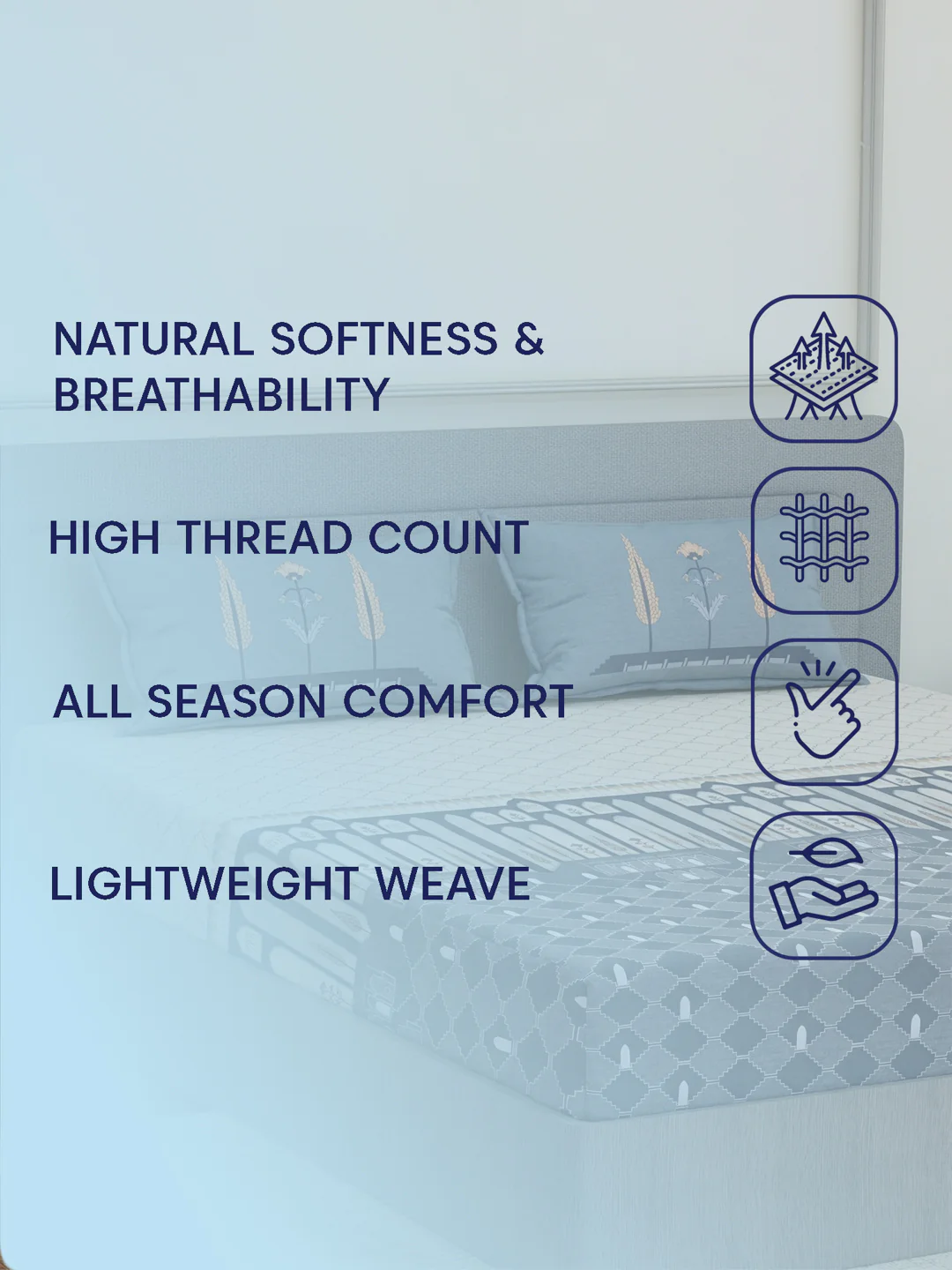 144 TC Pure Cotton King Size Bedsheet with 2 Pillow Covers Tradition Collection - Image 9