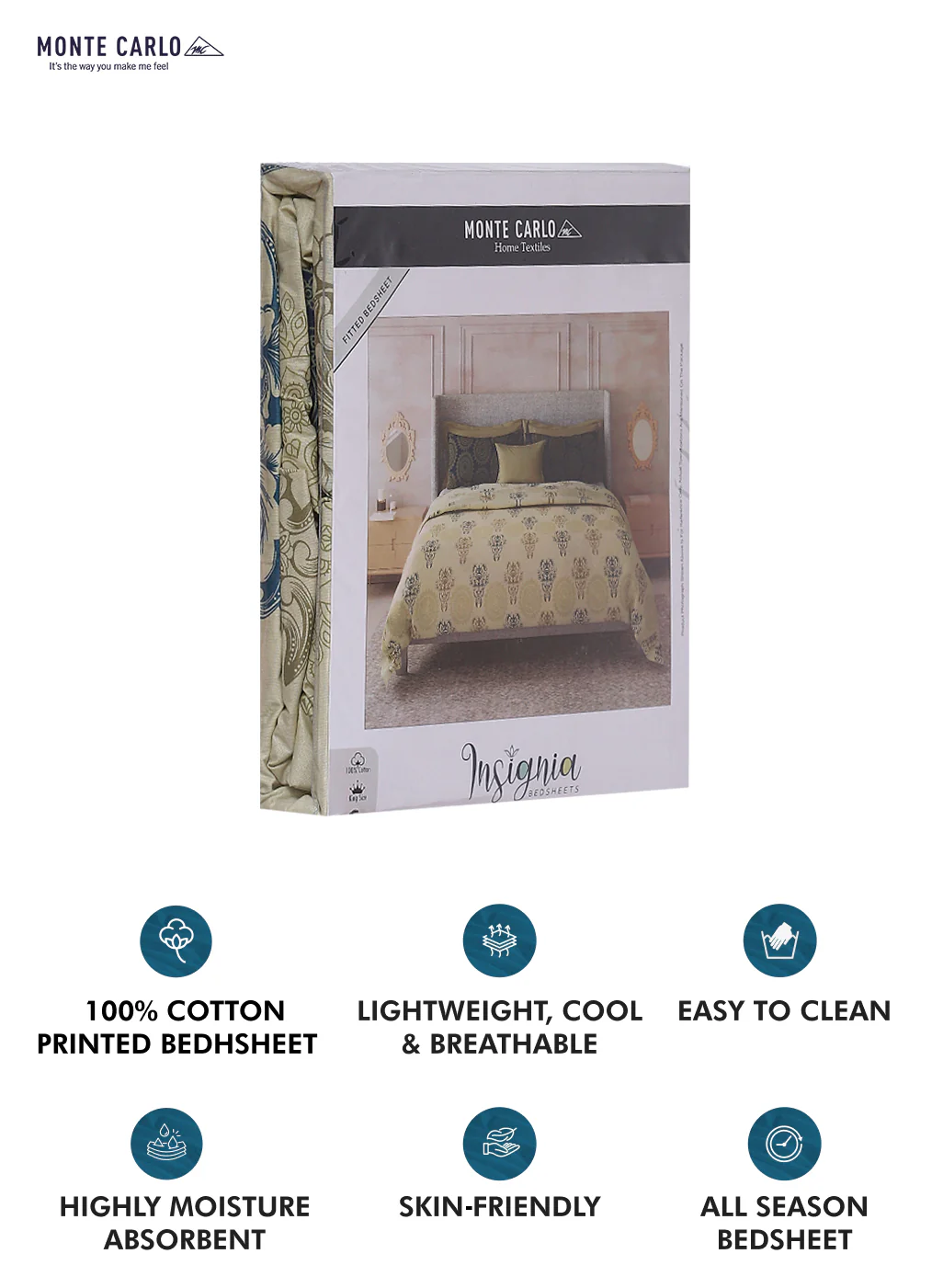 144TC Pure Cotton Single Bed 1 Bedsheet with 2 Pillow Covers (Insignia) - Image 9