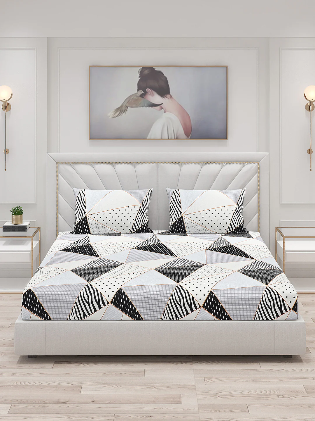 145 GSM Polyester Double Bed Bedsheet with 2 Pillow Covers - Image 3