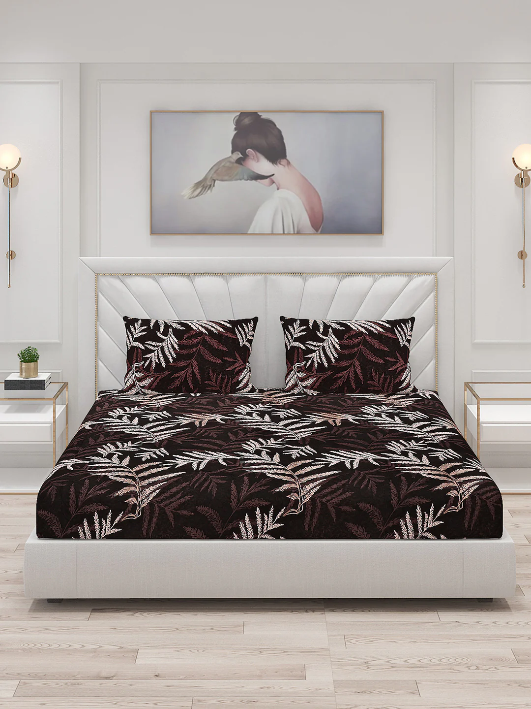 145 GSM Polyester Double Bed Bedsheet with 2 Pillow Covers - Image 3