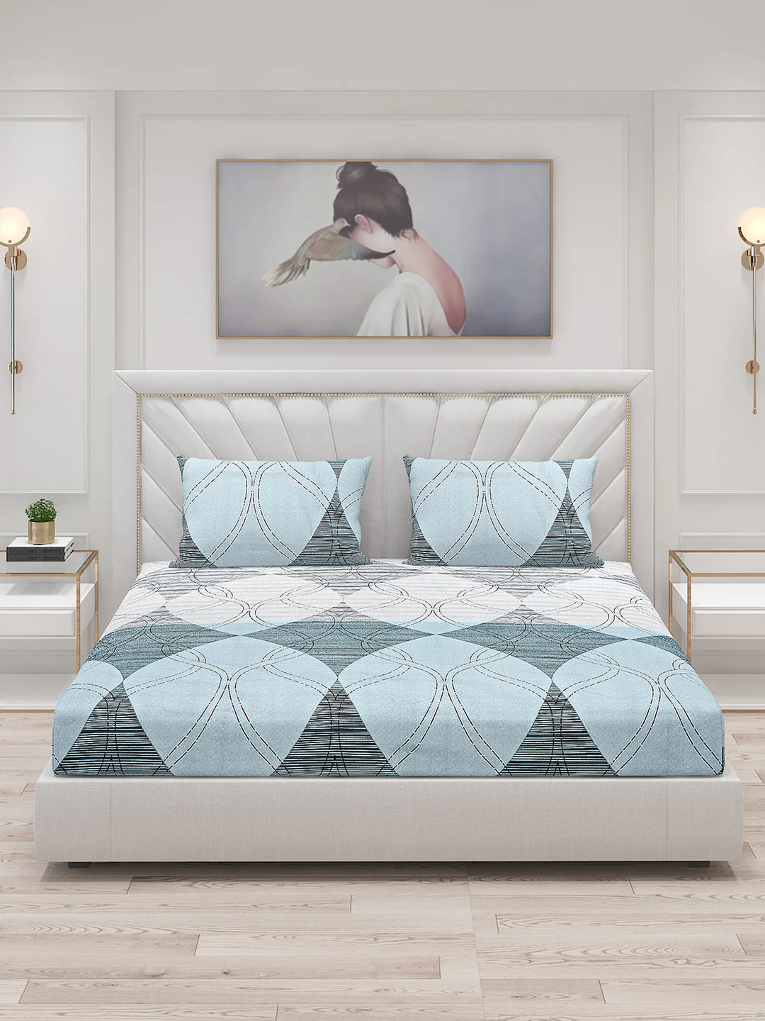 145 GSM Polyester Double Bed Bedsheet with 2 Pillow Covers - Image 3