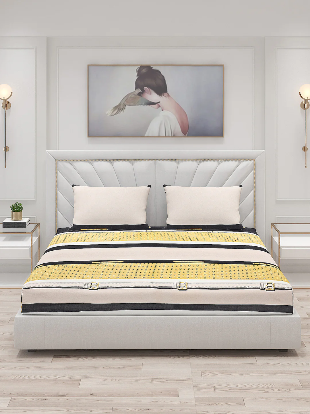 145 GSM Polyester Double Bed Bedsheet with 2 Pillow Covers - Image 3