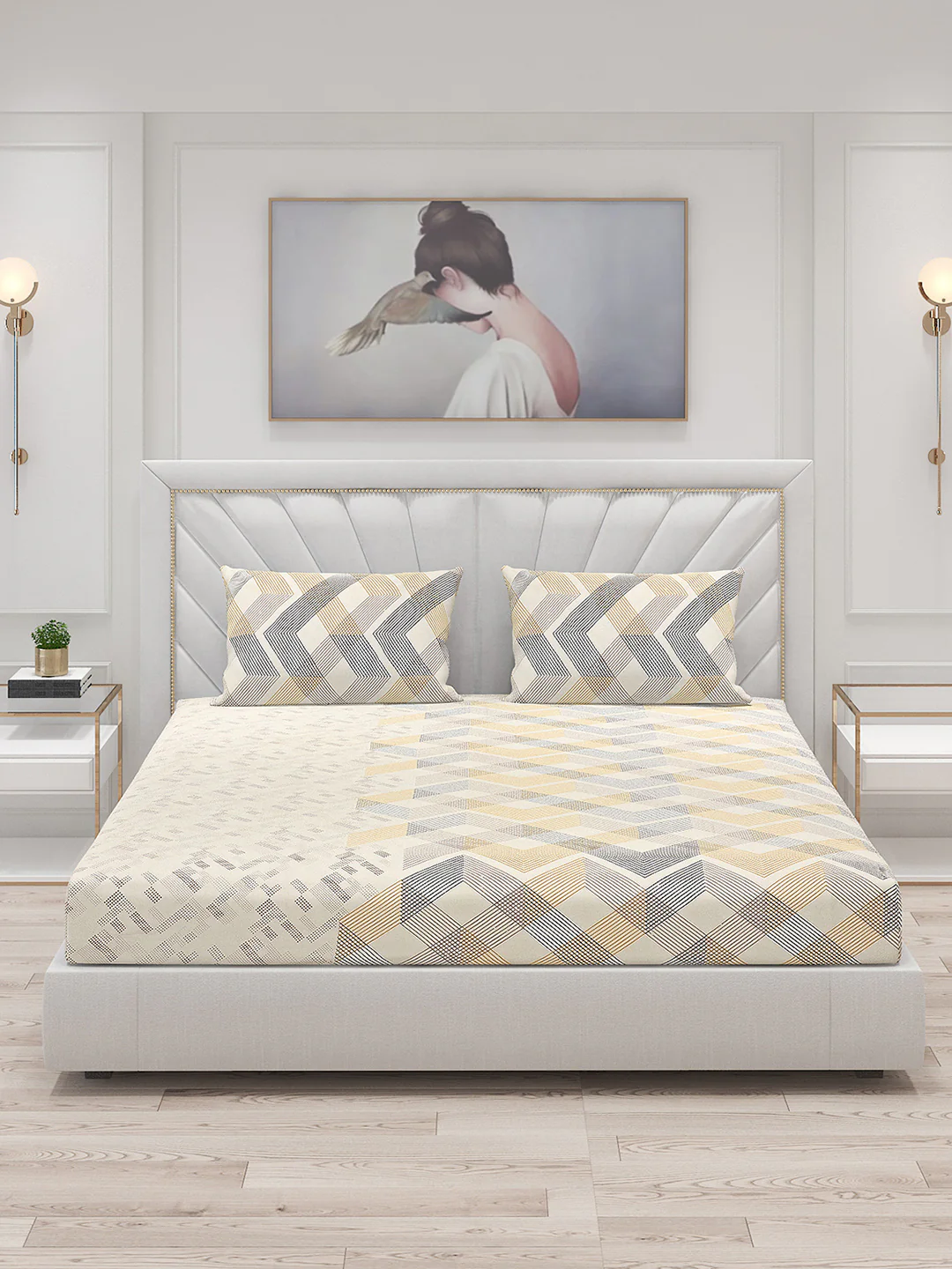 145 GSM Polyester Double Bed Bedsheet with 2 Pillow Covers - Image 3