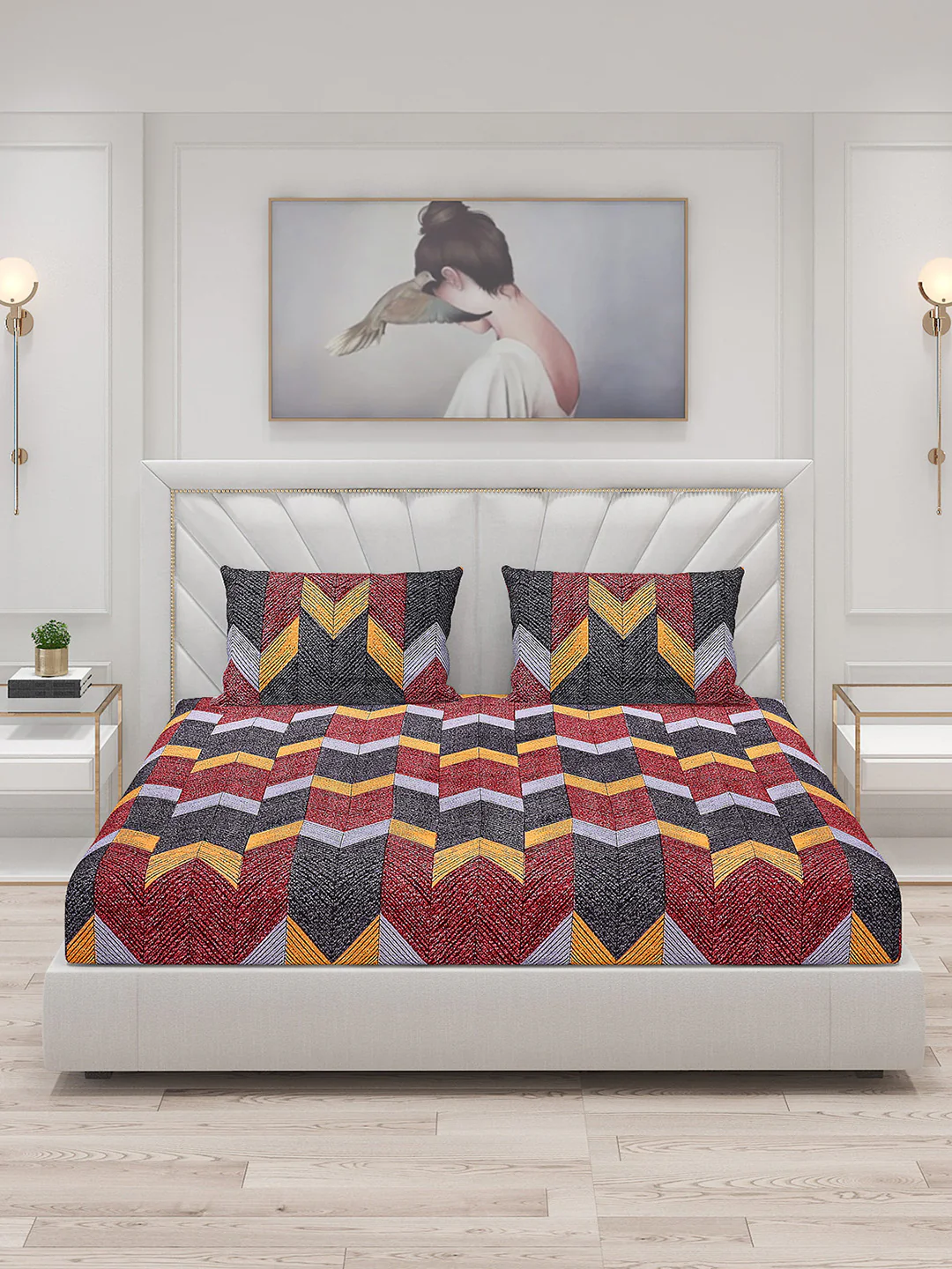 145 GSM Polyester Double Bed Bedsheet with 2 Pillow Covers - Image 3