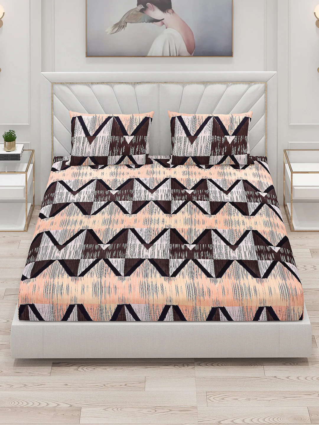 145 GSM Polyester Double Bed Bedsheet with 2 Pillow Covers - Image 2