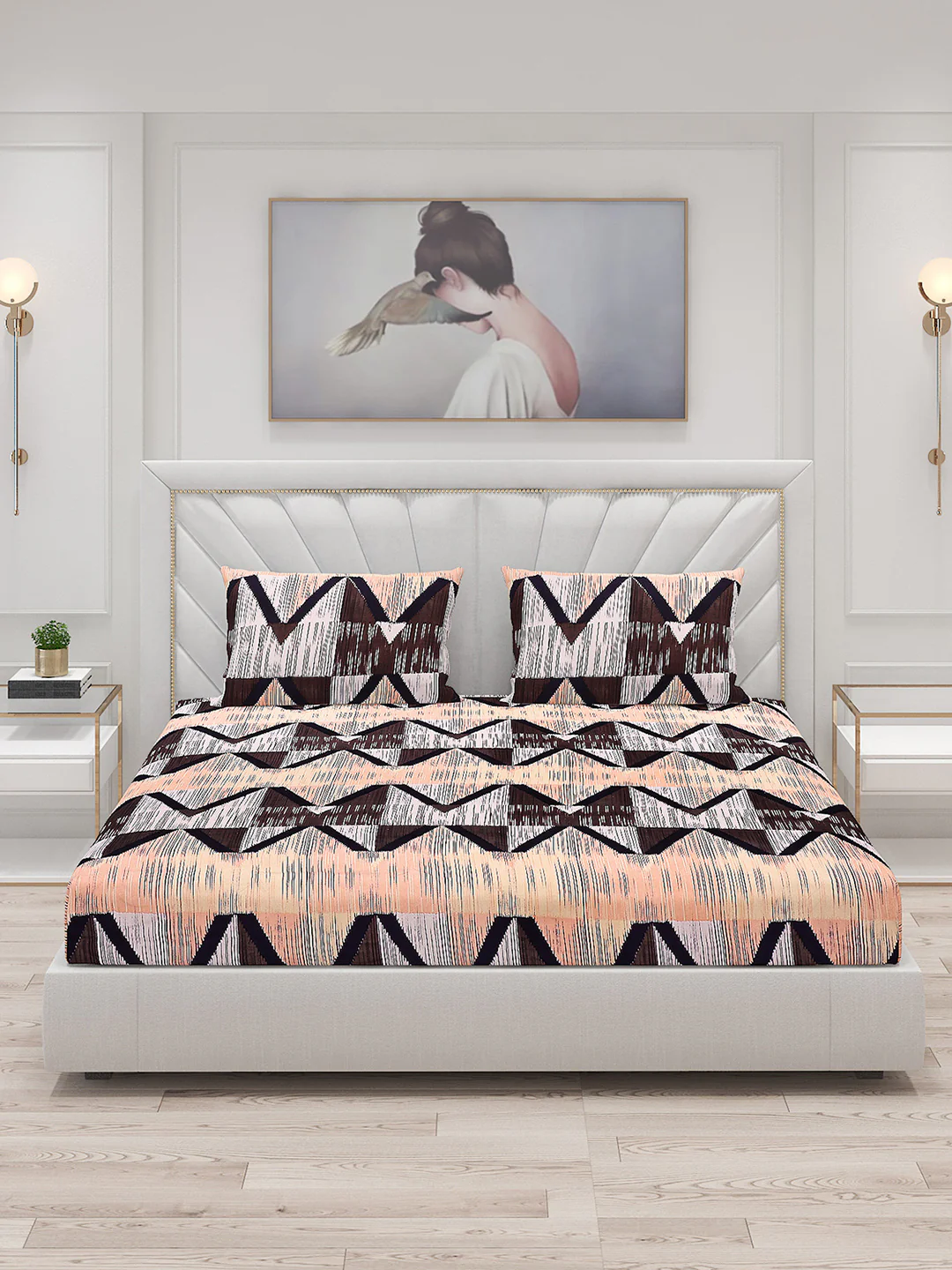 145 GSM Polyester Double Bed Bedsheet with 2 Pillow Covers - Image 3