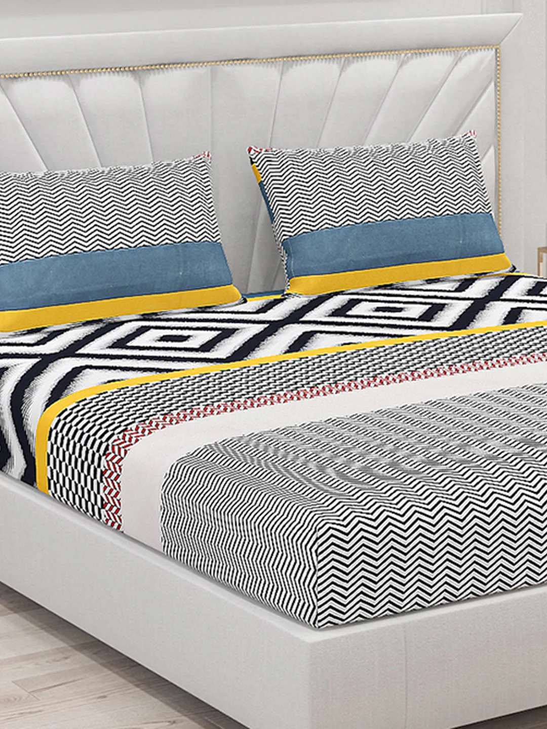 145 GSM Polyester Double Bed Bedsheet with 2 Pillow Covers - Image 5