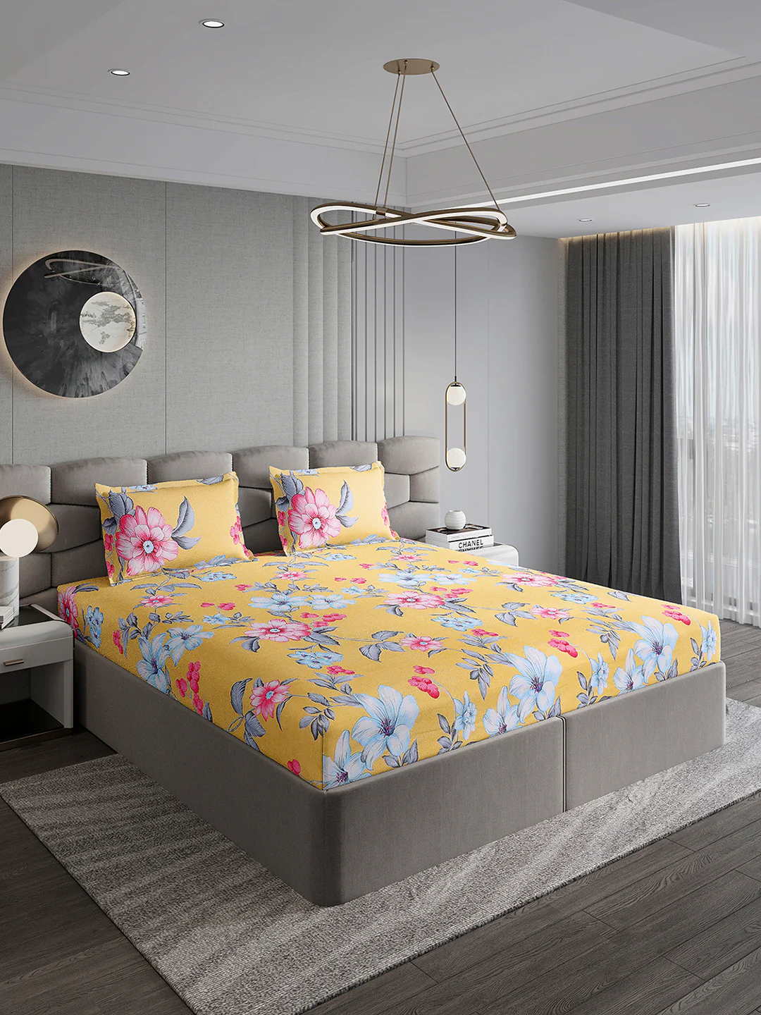 155 GSM Micro Double Bed 1 Bedsheet with 2 Pillow Cover (Clare) - Image 4