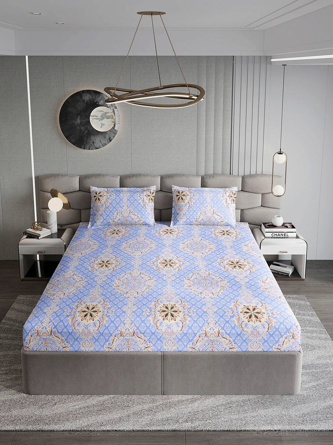 155 GSM Micro Double Bed 1 Bedsheet with 2 Pillow Cover (Clare) - Image 3