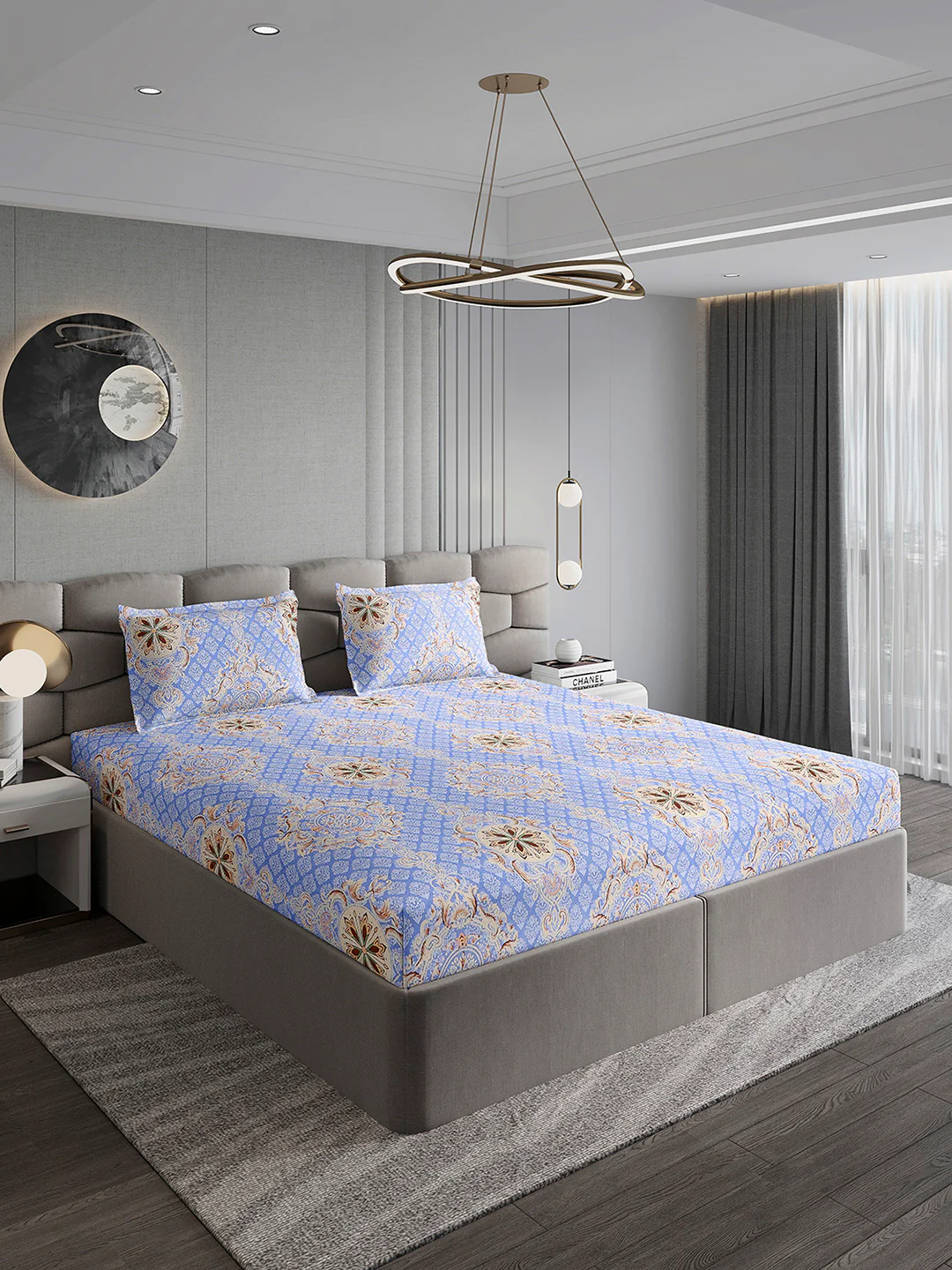 155 GSM Micro Double Bed 1 Bedsheet with 2 Pillow Cover (Clare) - Image 4