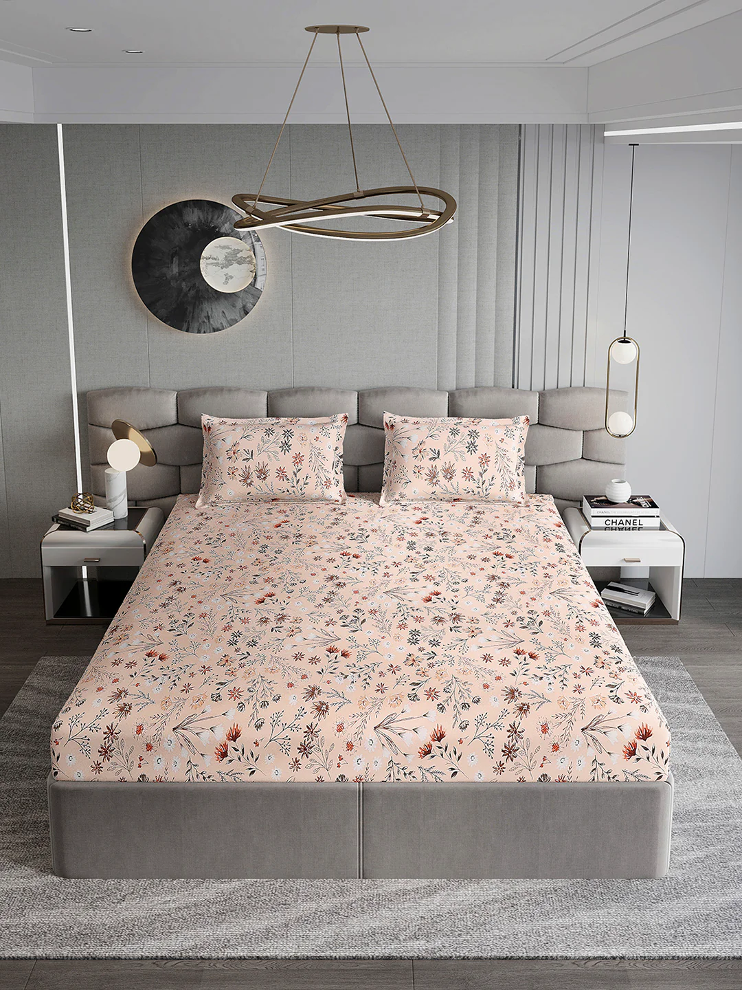 155 GSM Micro Double Bed 1 Bedsheet with 2 Pillow Cover (Clare) - Image 3