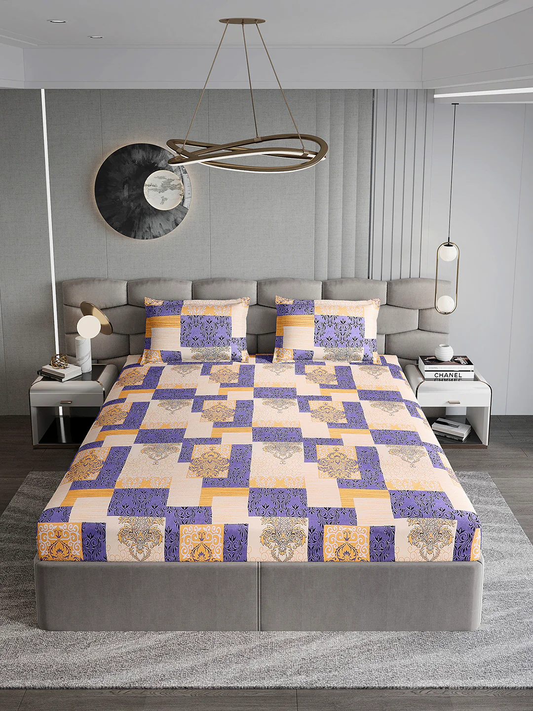 155 GSM Micro Double Bed 1 Bedsheet with 2 Pillow Cover (Clare) - Image 3