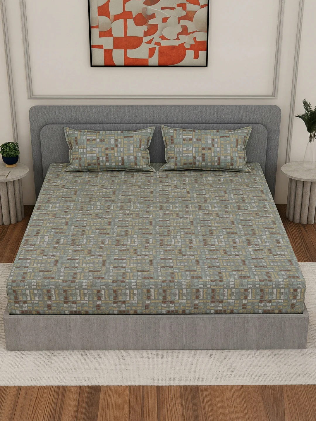 Premium 180 TC Bamboo Cotton King Size Bedsheet with 2 Pillow Covers Eco Bamboo Collection - Image 4