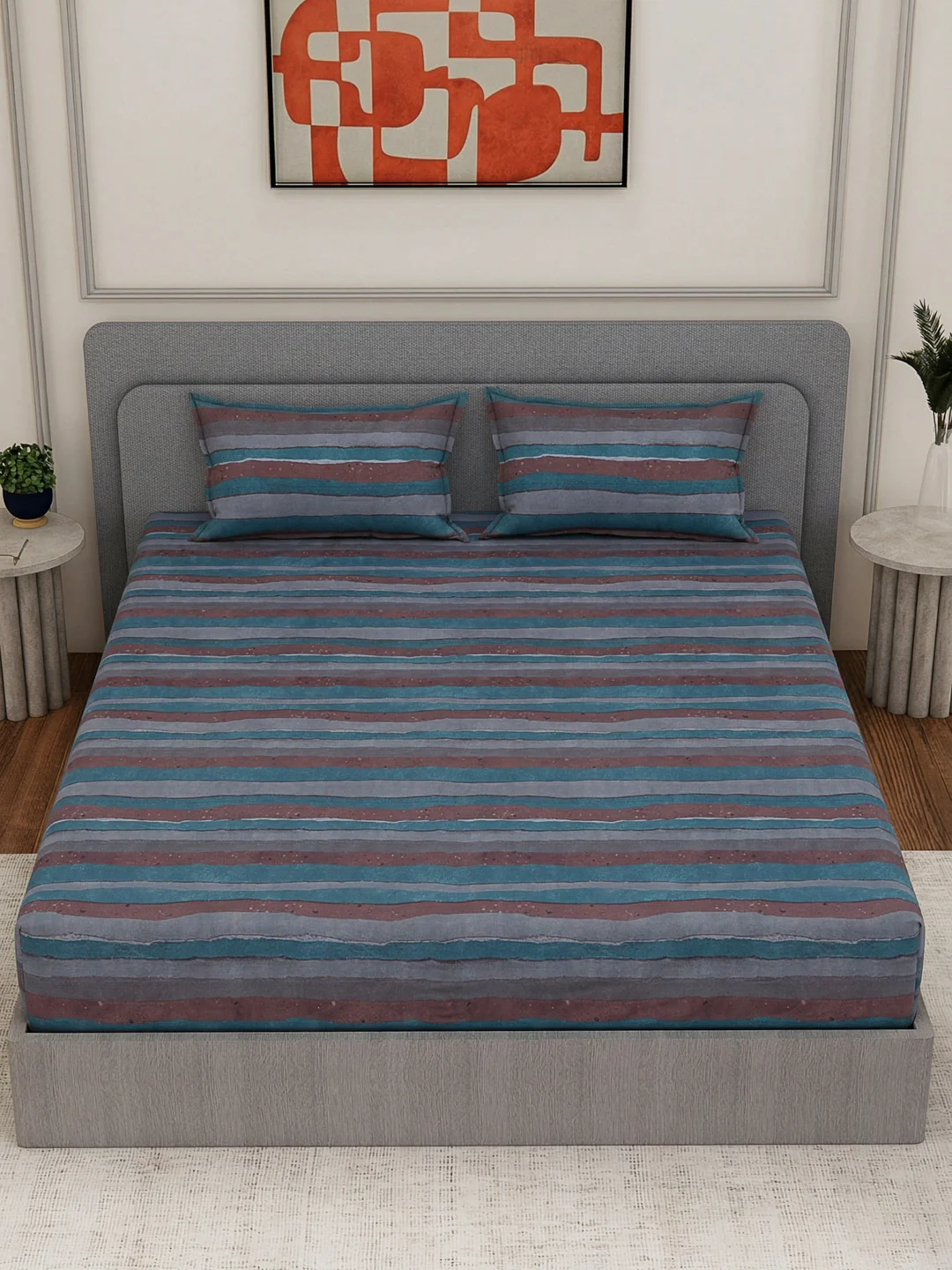 Premium 180 TC Bamboo Cotton King Size Bedsheet with 2 Pillow Covers Eco Bamboo Collection - Image 4