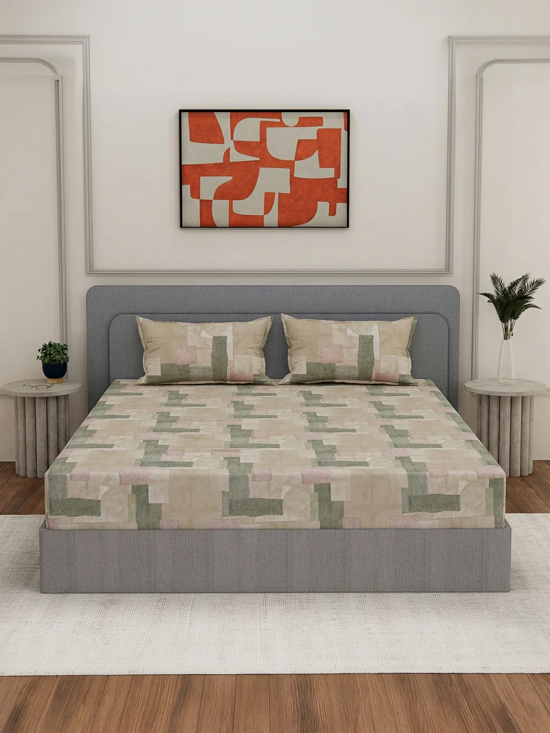 Premium 180 TC Bamboo Cotton King Size Bedsheet with 2 Pillow Covers Eco Bamboo Collection - Image 3
