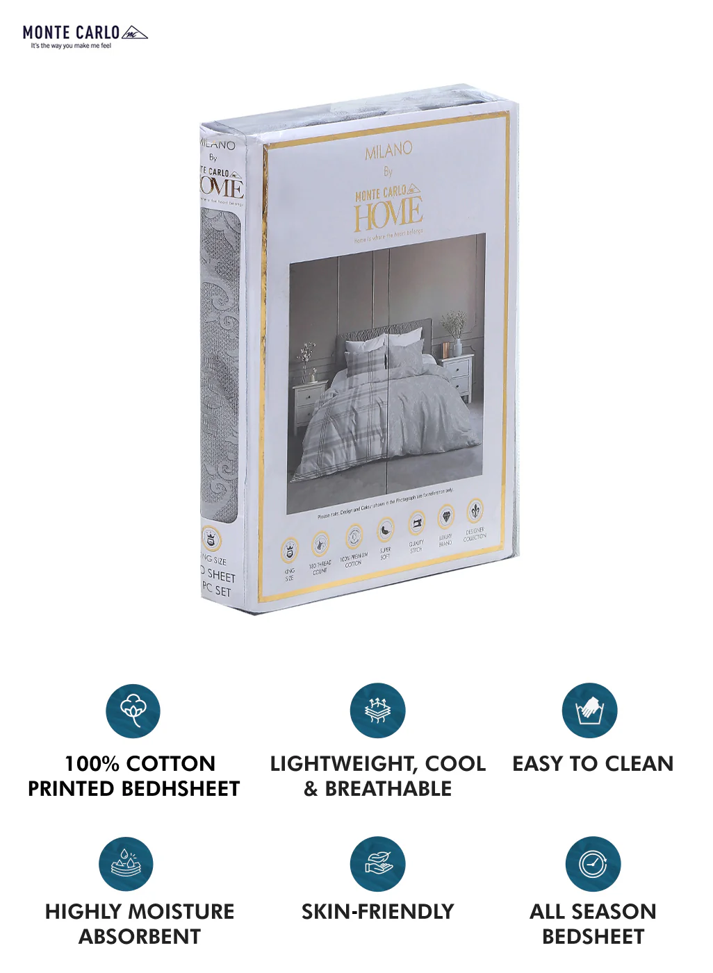 180 TC Cotton Double Bedsheet with 2 Pillow Covers - Image 9