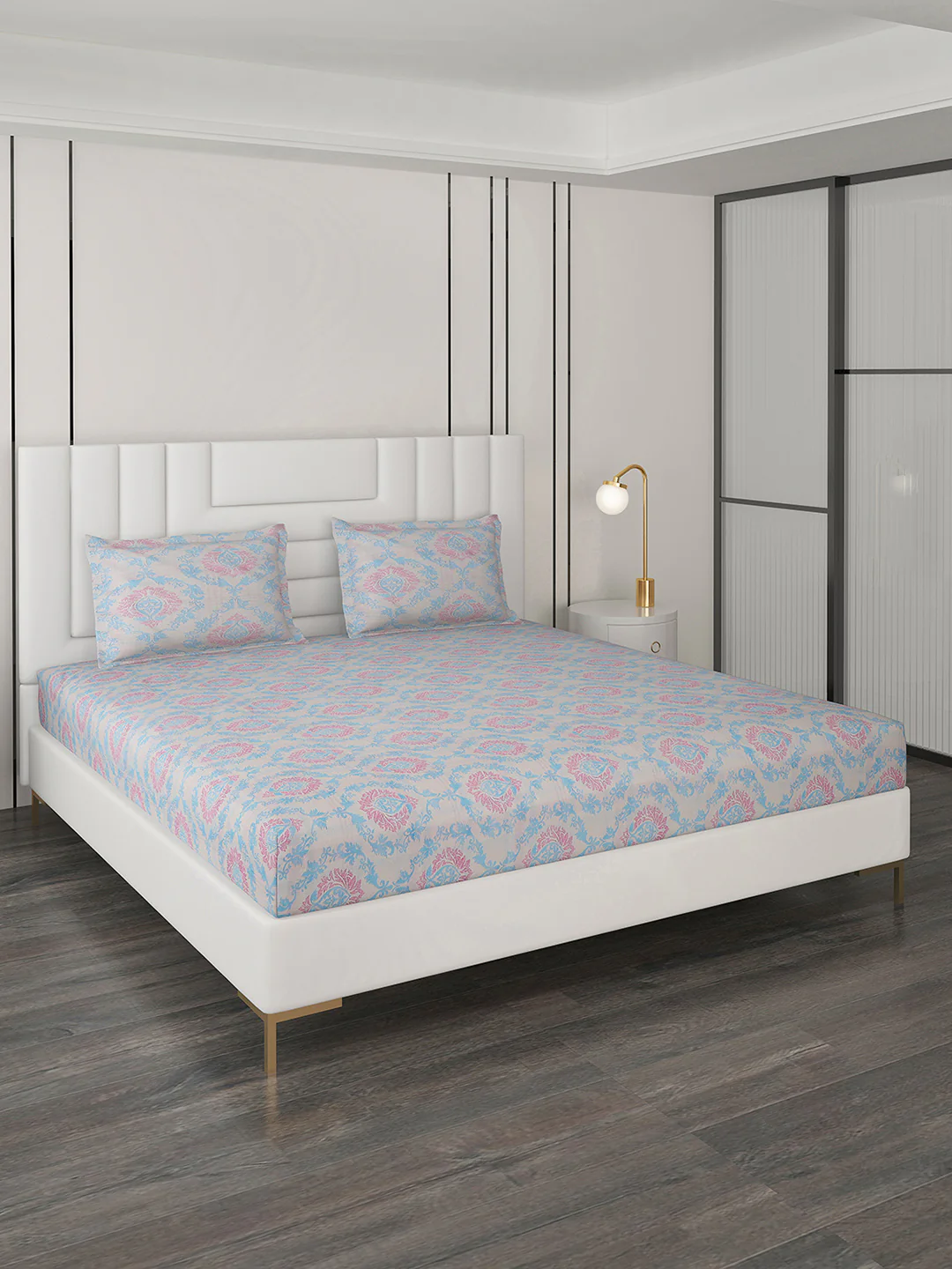 180 TC Cotton Double Bedsheet with 2 Pillow Covers - Image 2