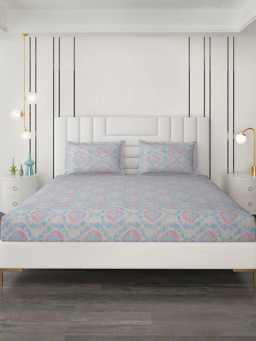180 TC Cotton Double Bedsheet with 2 Pillow Covers - Image 3