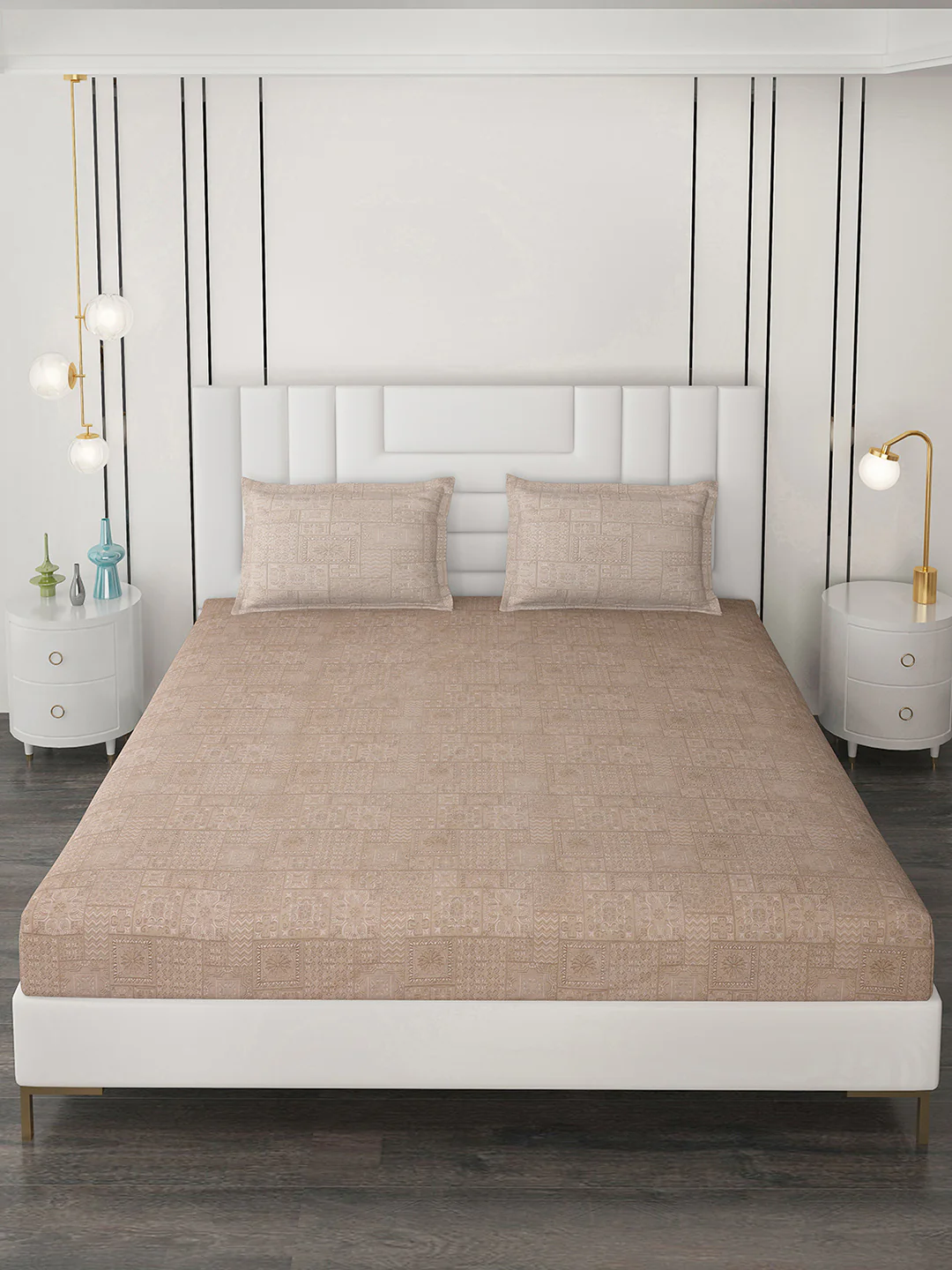180 TC Cotton Double Bedsheet with 2 Pillow Covers - Image 2