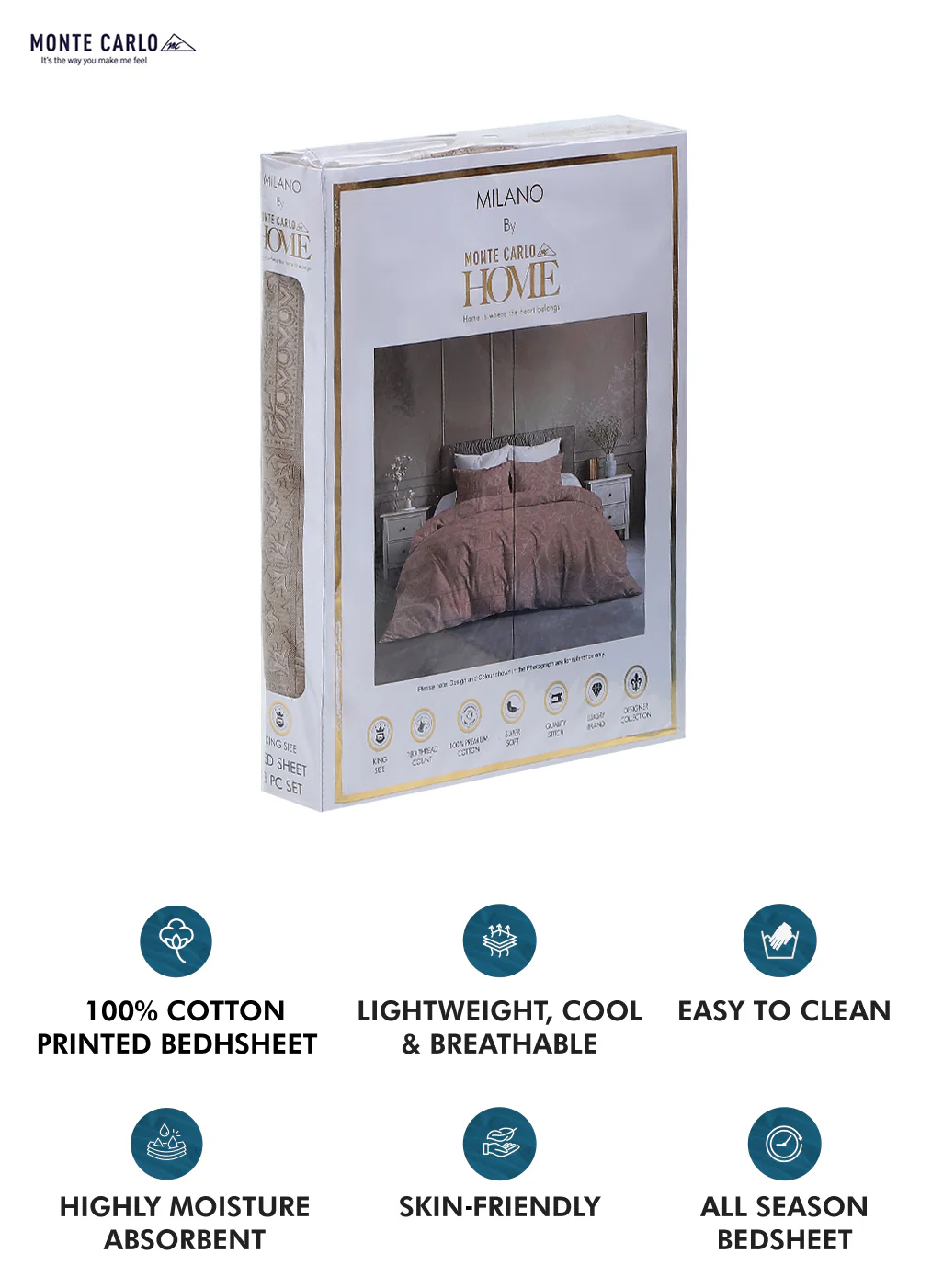 180 TC Cotton Double Bedsheet with 2 Pillow Covers - Image 9