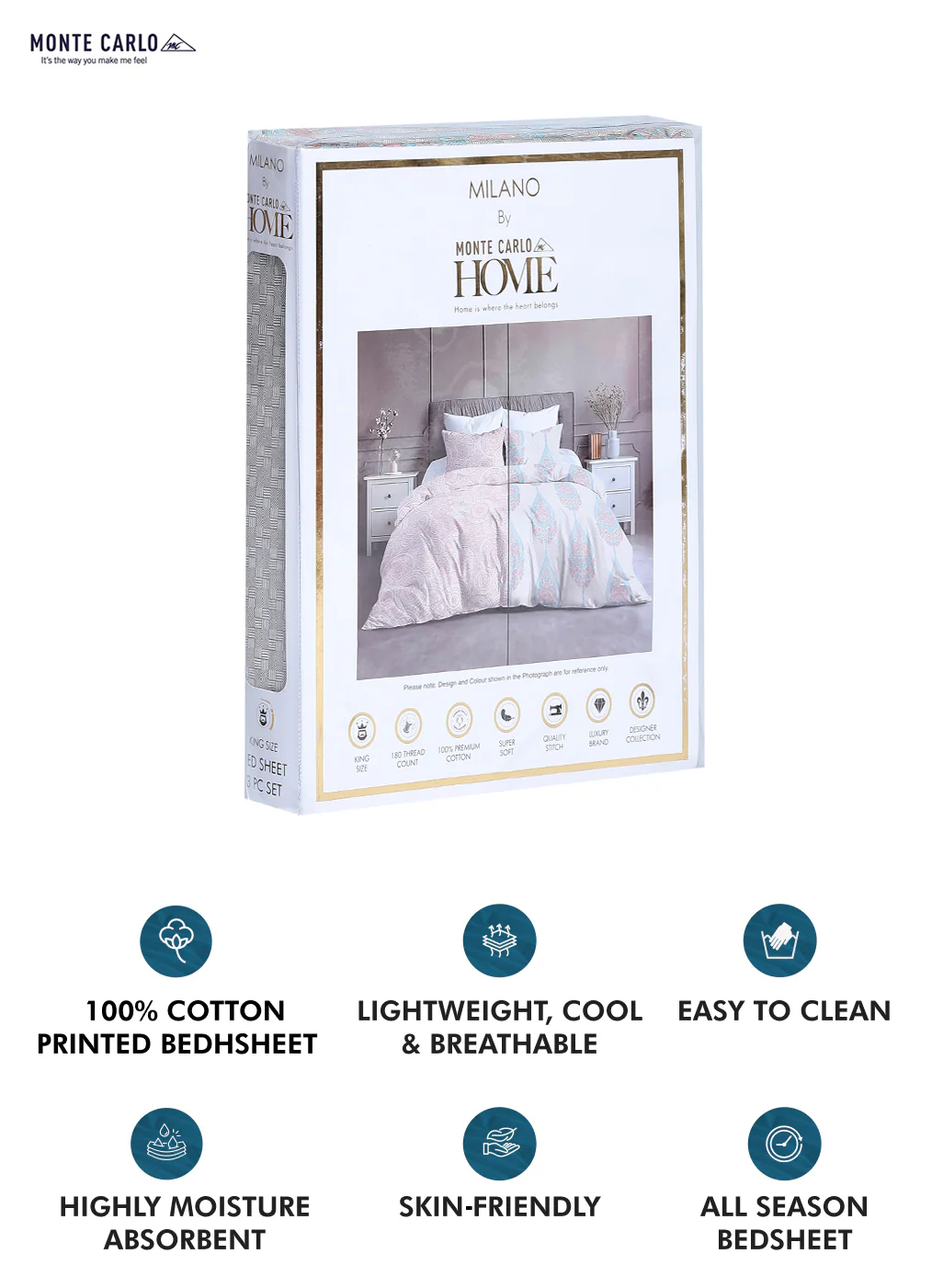 180 TC Cotton Double Bedsheet with 2 Pillow Covers - Image 8