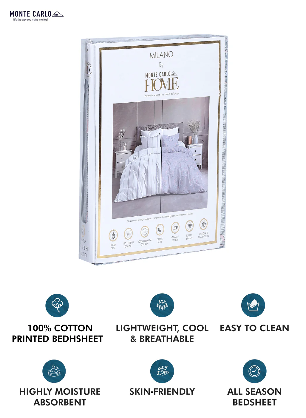 180 TC Cotton Double Bedsheet with 2 Pillow Covers - Image 8