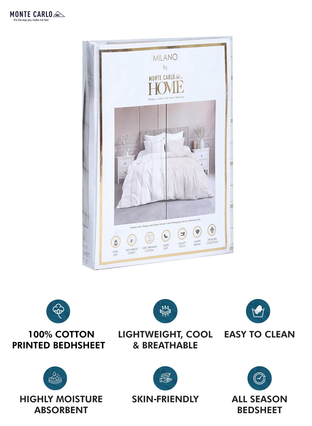 180 TC Cotton Double Bedsheet with 2 Pillow Covers - Image 8