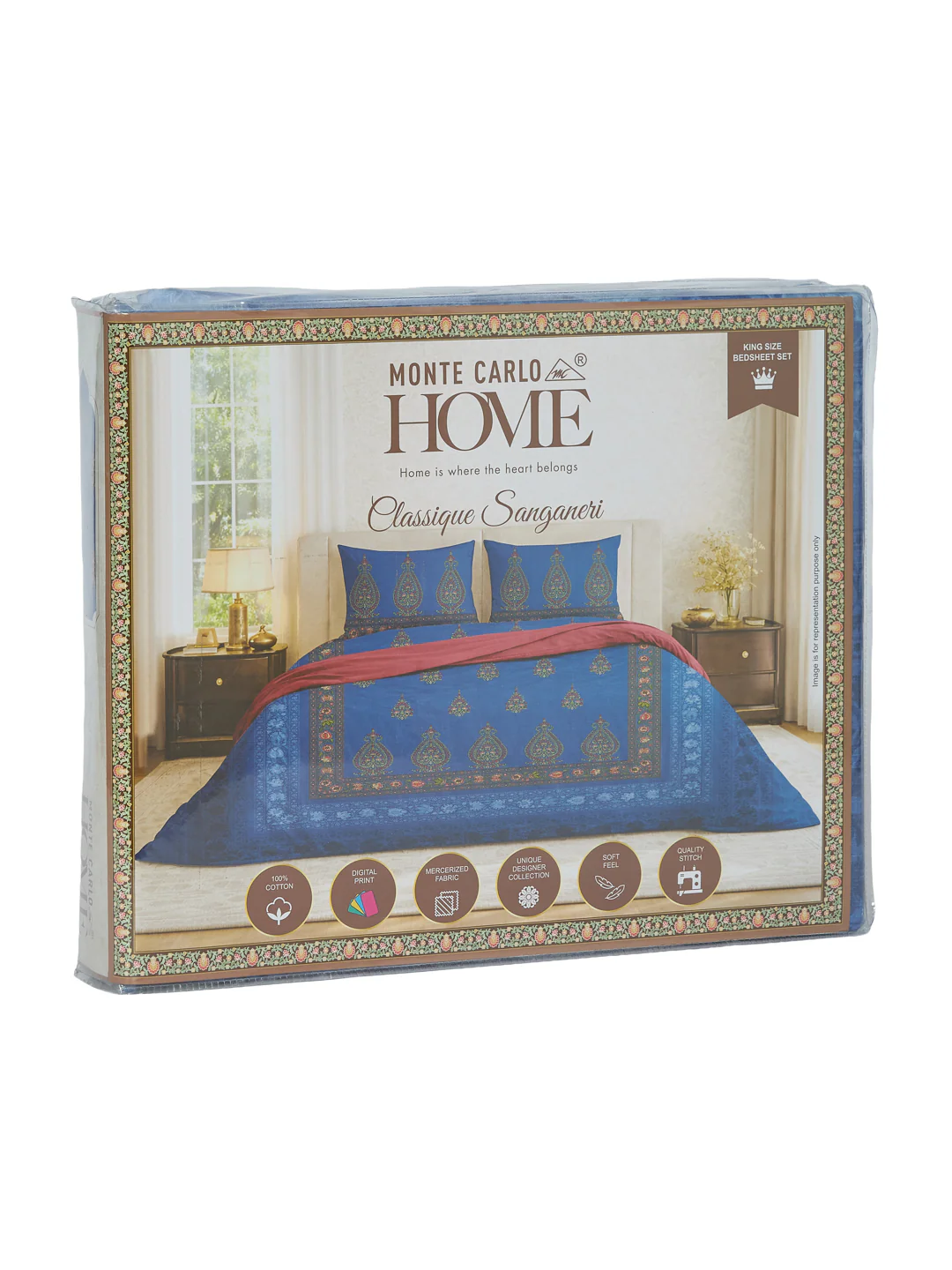 Premium 180 TC Pure Cotton King Size Bedsheet with 2 Pillow Covers Sanganeri Collection - Image 11