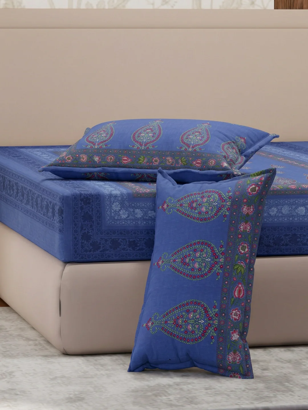 Premium 180 TC Pure Cotton King Size Bedsheet with 2 Pillow Covers Sanganeri Collection - Image 5