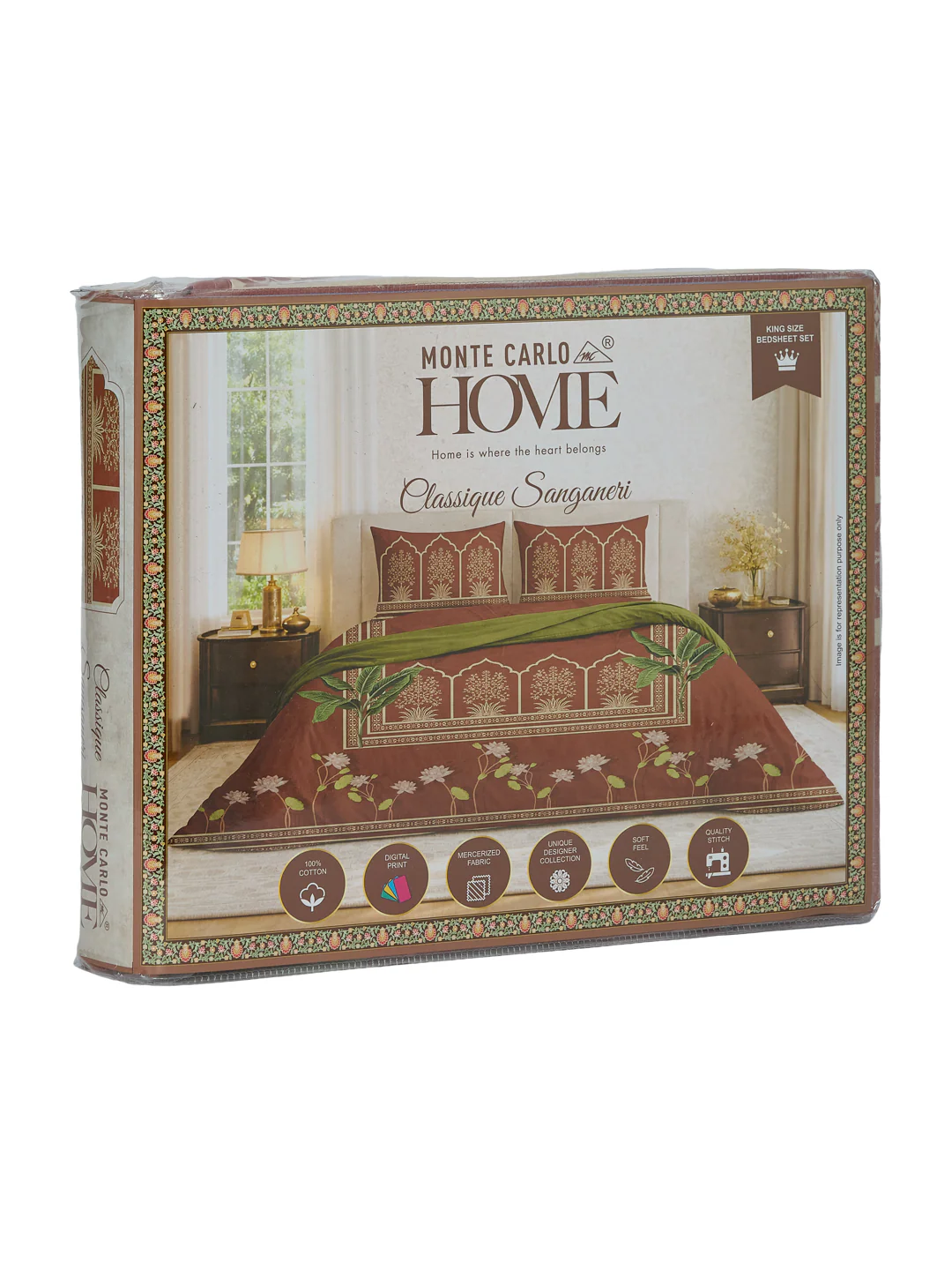 Premium 180 TC Pure Cotton King Size Bedsheet with 2 Pillow Covers Sanganeri Collection - Image 11