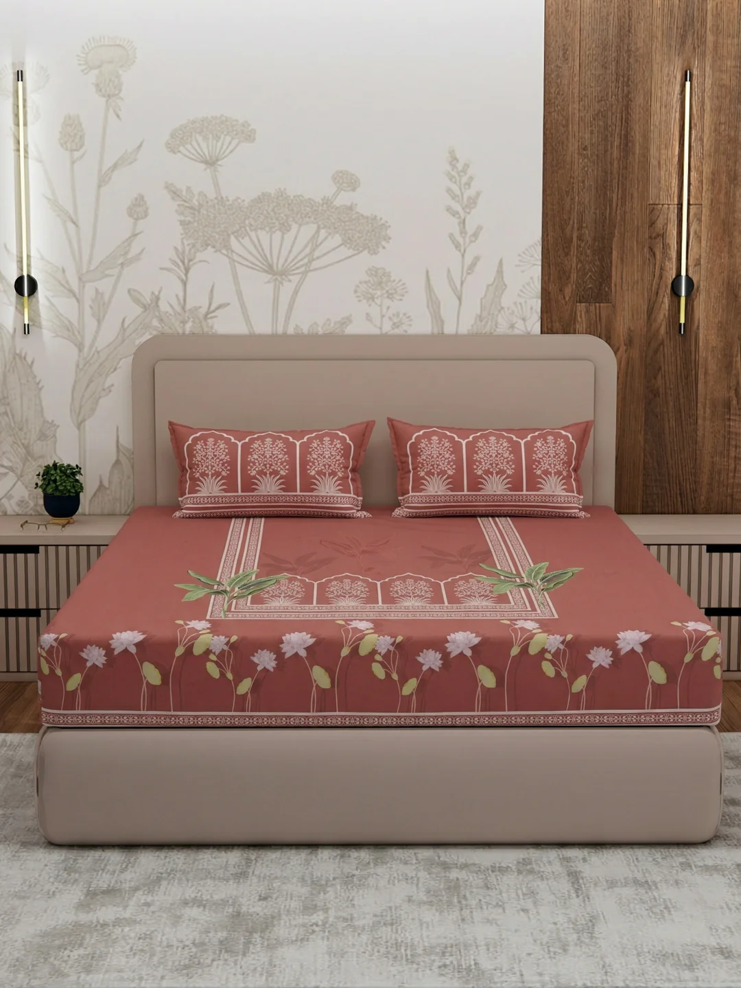 Premium 180 TC Pure Cotton King Size Bedsheet with 2 Pillow Covers Sanganeri Collection - Image 3
