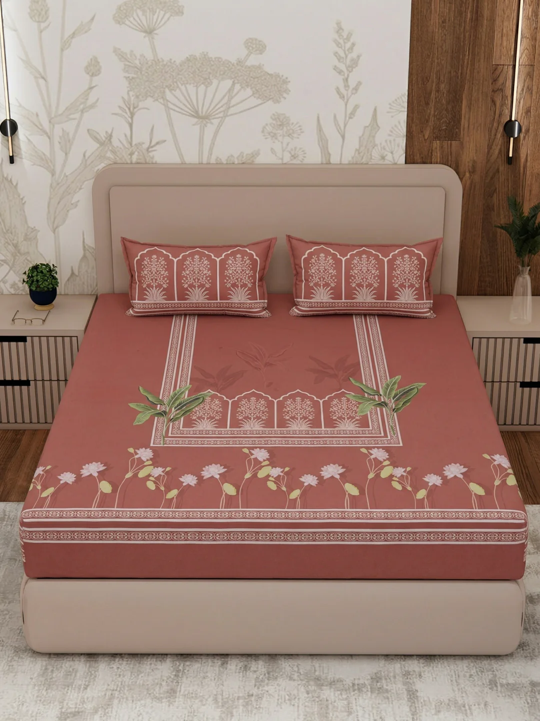 Premium 180 TC Pure Cotton King Size Bedsheet with 2 Pillow Covers Sanganeri Collection - Image 4