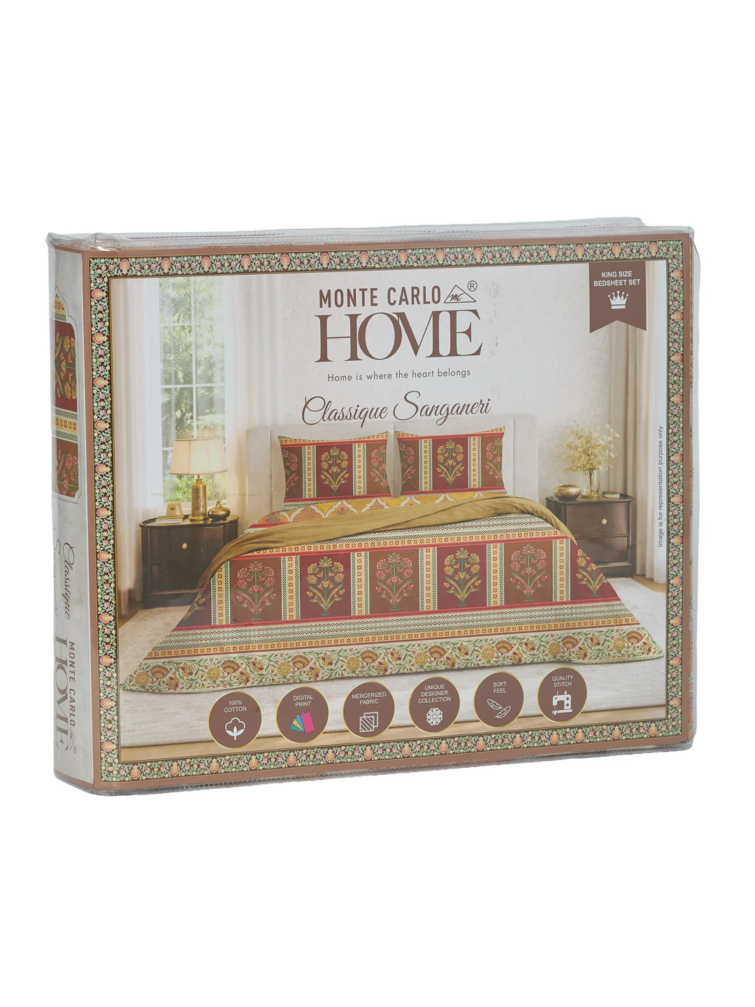 Premium 180 TC Pure Cotton King Size Bedsheet with 2 Pillow Covers Sanganeri Collection - Image 11