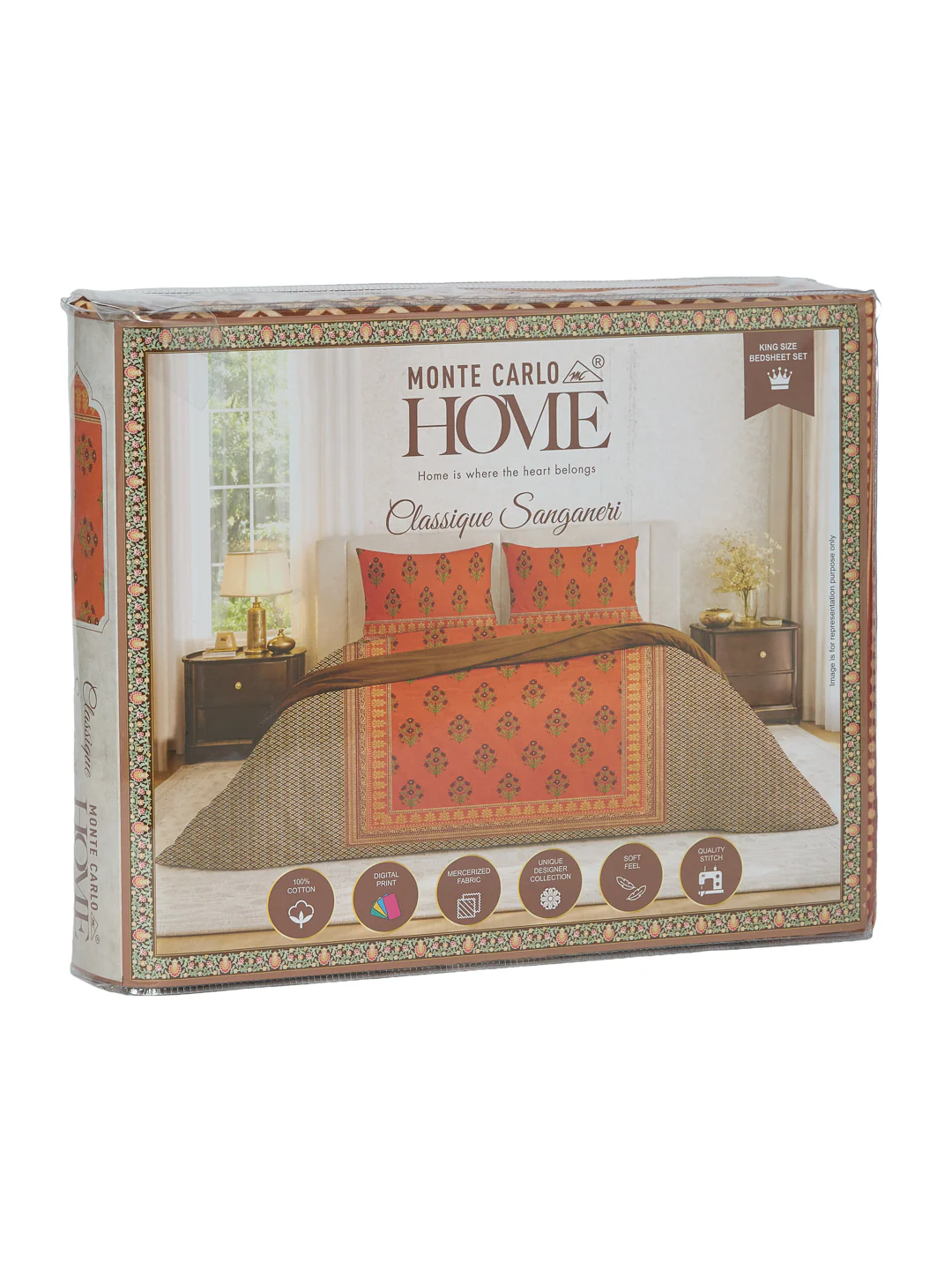 Premium 180 TC Pure Cotton King Size Bedsheet with 2 Pillow Covers Sanganeri Collection - Image 11