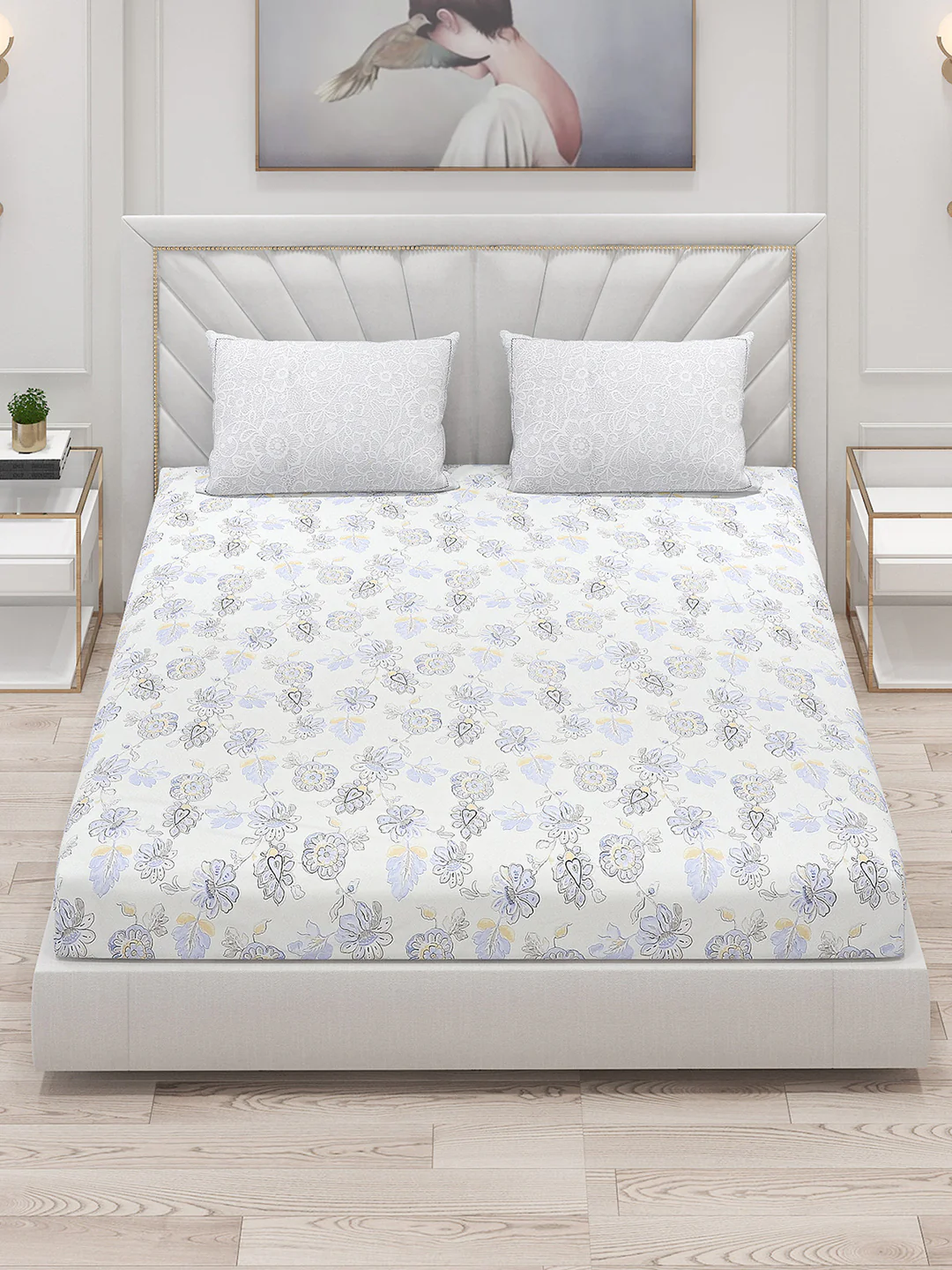 200 TC Cotton Double Bed Bedsheet with 2 Pillow Covers - Image 2