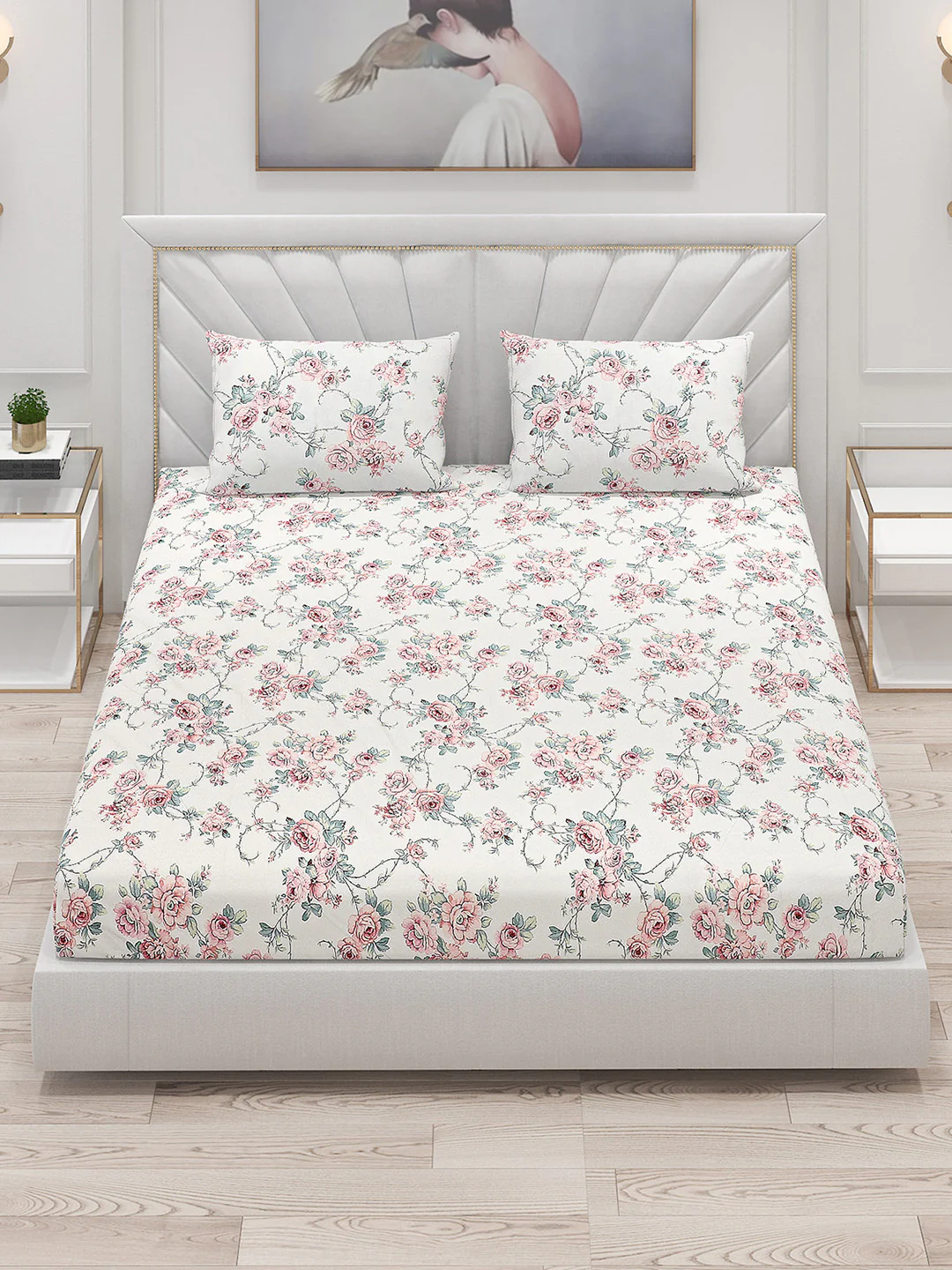 200 TC Cotton Double Bed Bedsheet with 2 Pillow Covers - Image 2