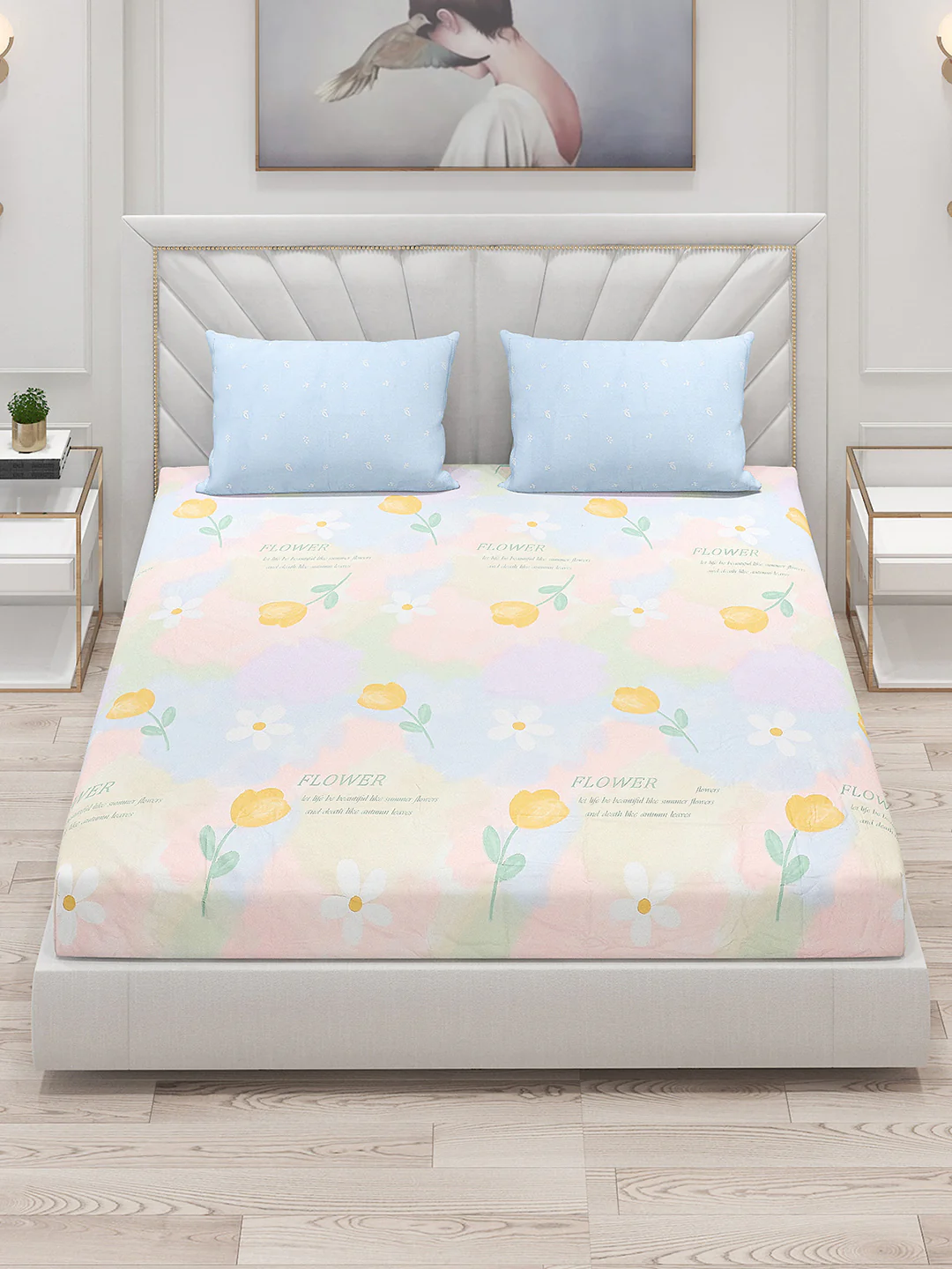200 TC Cotton Double Bed Bedsheet with 2 Pillow Covers - Image 2